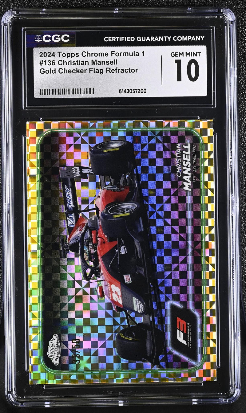 2024 Topps Chrome #136 Christian Mansell Gold Checker Flag Refractor /50 CGC 10