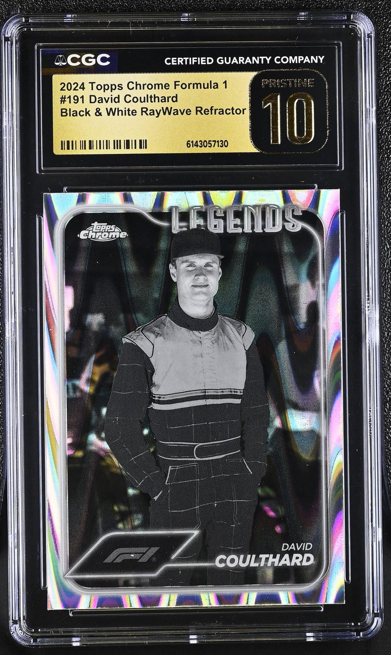 2024 Topps Chrome Legends David Coulthard #191 Black & White RayWave Refractor CGC 10