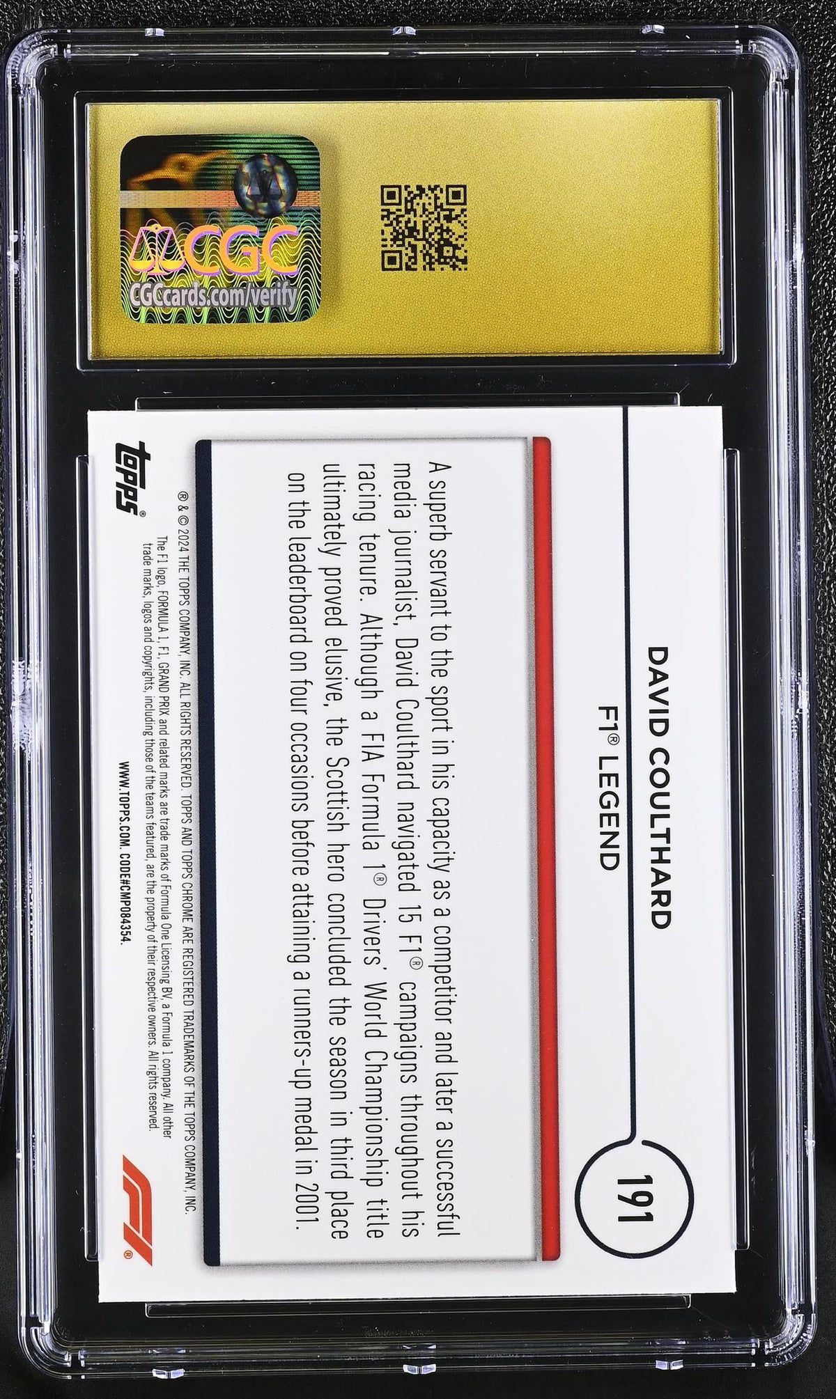 2024 Topps Chrome #191 David Coulthard Legends CGC 10
