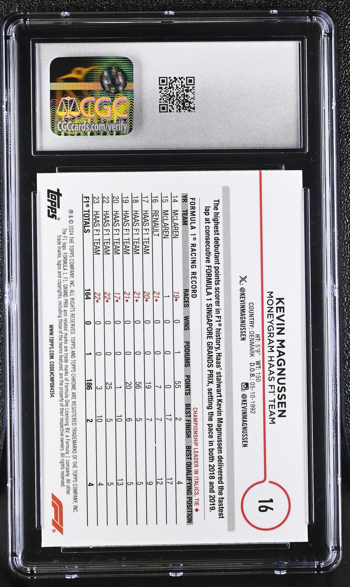 2024 Topps Chrome #16 Kevin Magnussen CGC 10