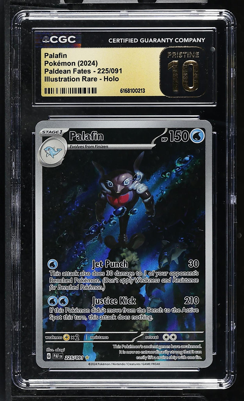 Pokémon Palafin 2024 Paldean Fates #225/091 Illustration Rare Holo CGC 10
