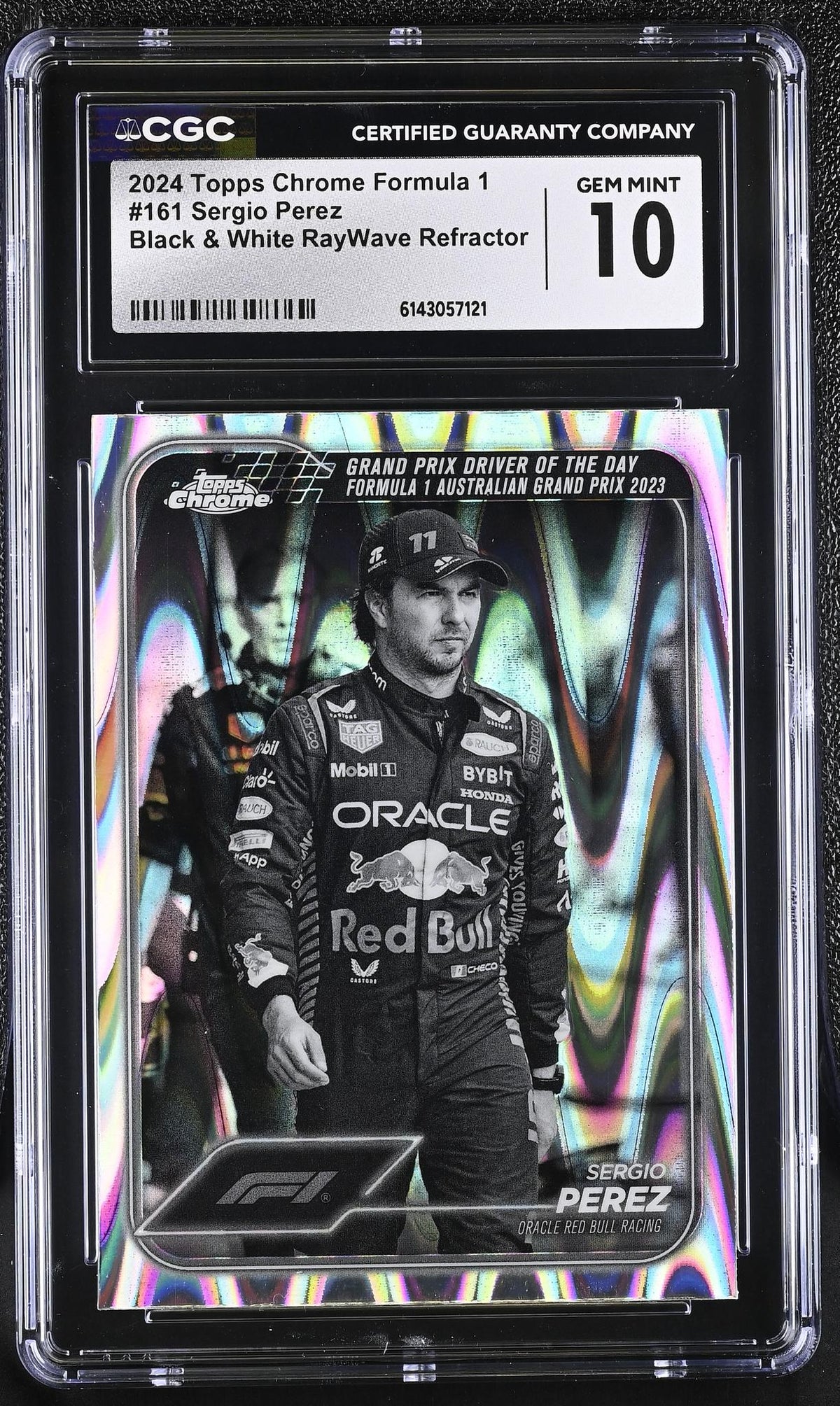 2024 Topps Chrome #161 Sergio Perez Grand Prix Driver of the Day CGC 10