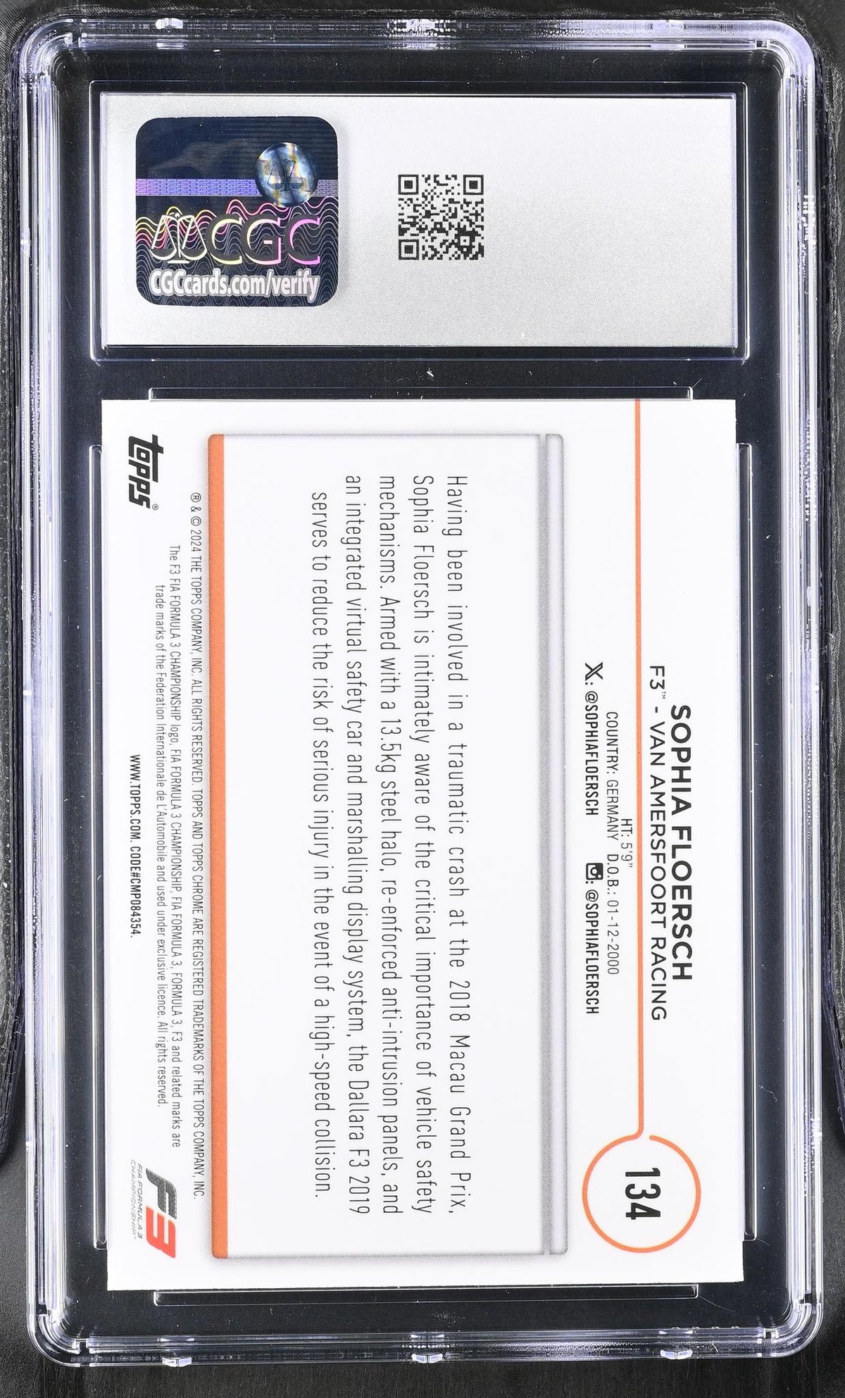 2024 Topps Chrome #134 Sophia Floersch Black & White RayWave Refractor CGC 9