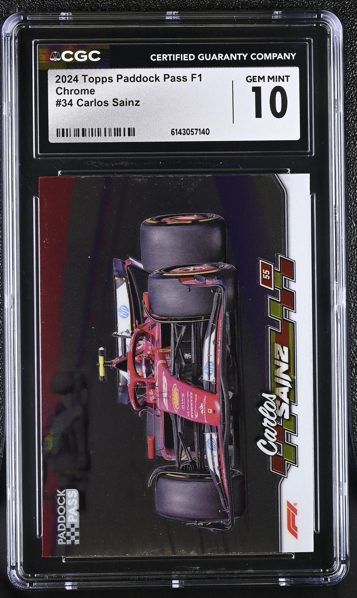 2024 Topps Chrome #34 Carlos Sainz Paddock Pass F1 CGC 10