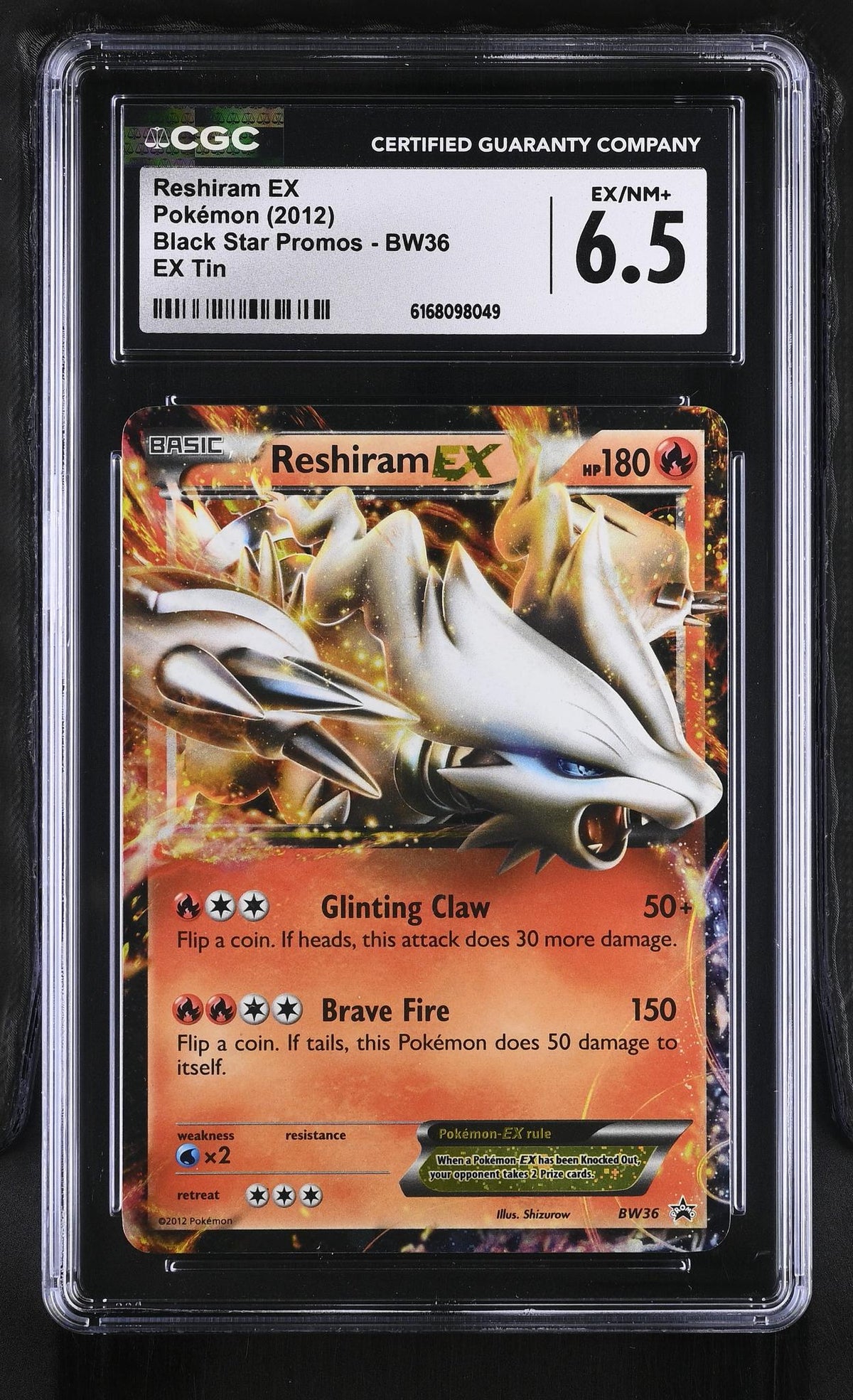 2012 Black Star Promos #BW36 Reshiram EX Tin CGC 6.5