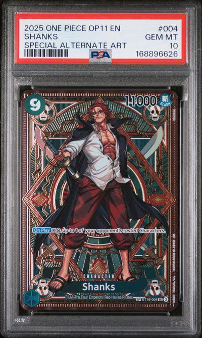 2025 One Piece Shanks #004 Special Alternate Art PSA 10