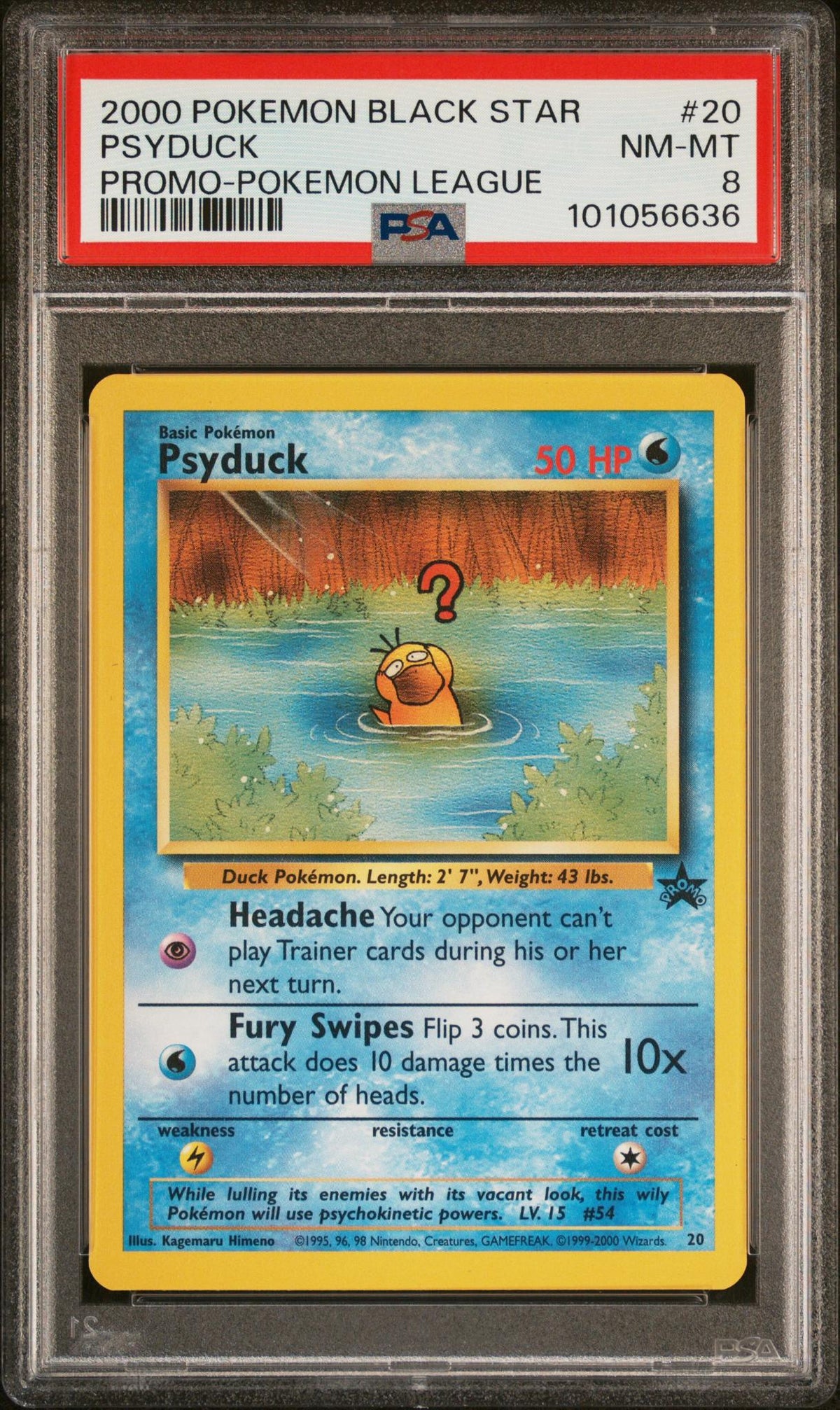 1999 Pokemon Black Star Promo Pokemon League Psyduck #20 PSA 8
