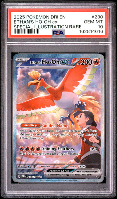 2025 Pokemon Scarlet and Violet Destined Rivals Special Illustration Rare Ethan's Ho-Oh Ex #230 PSA 10