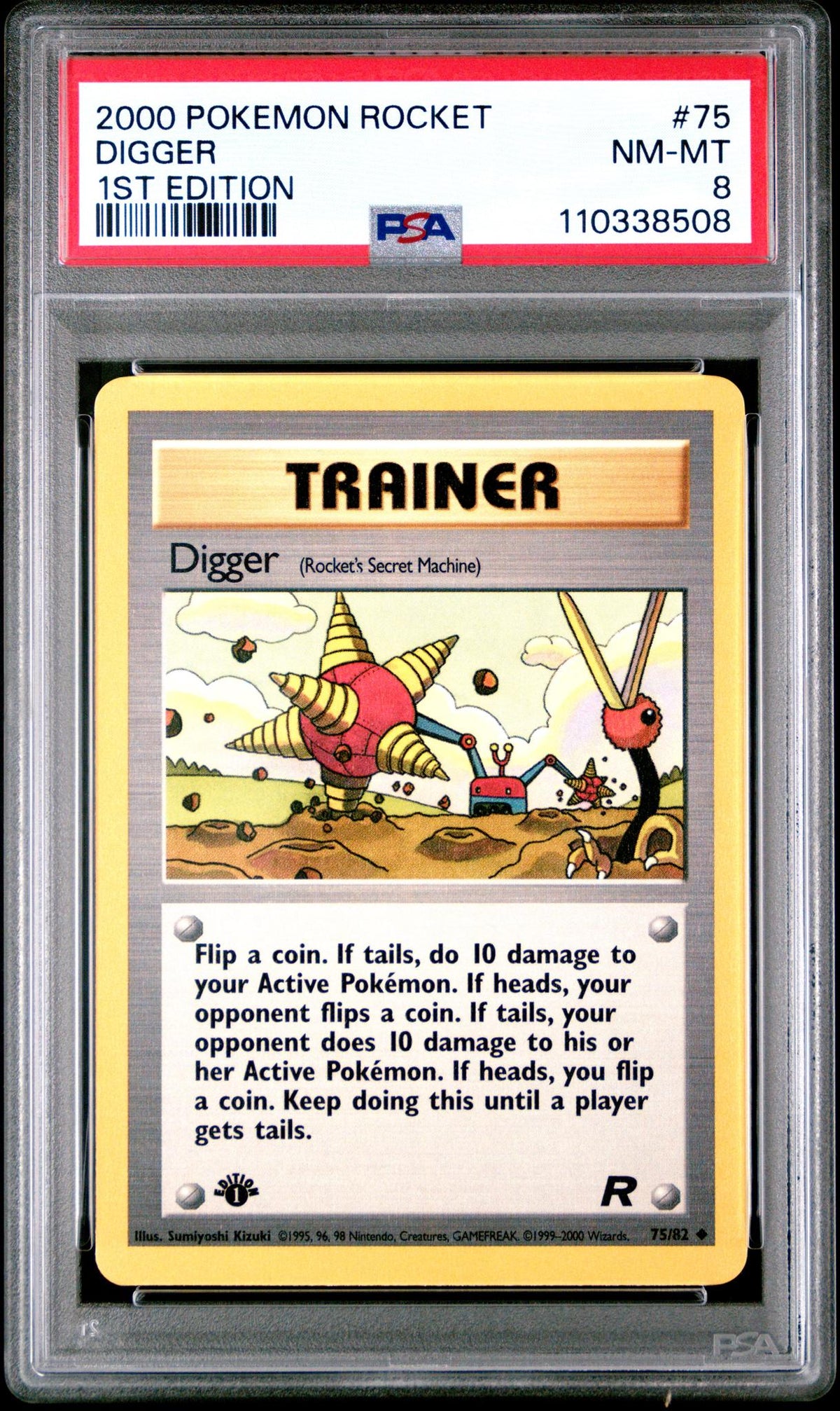 2000 Pokemon Team Rocket 1st Edition Digger #75 PSA 8