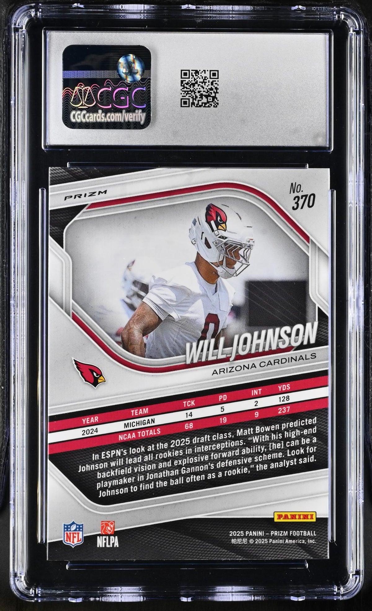 2025 Prizm #370 Will Johnson Lazer CGC 10