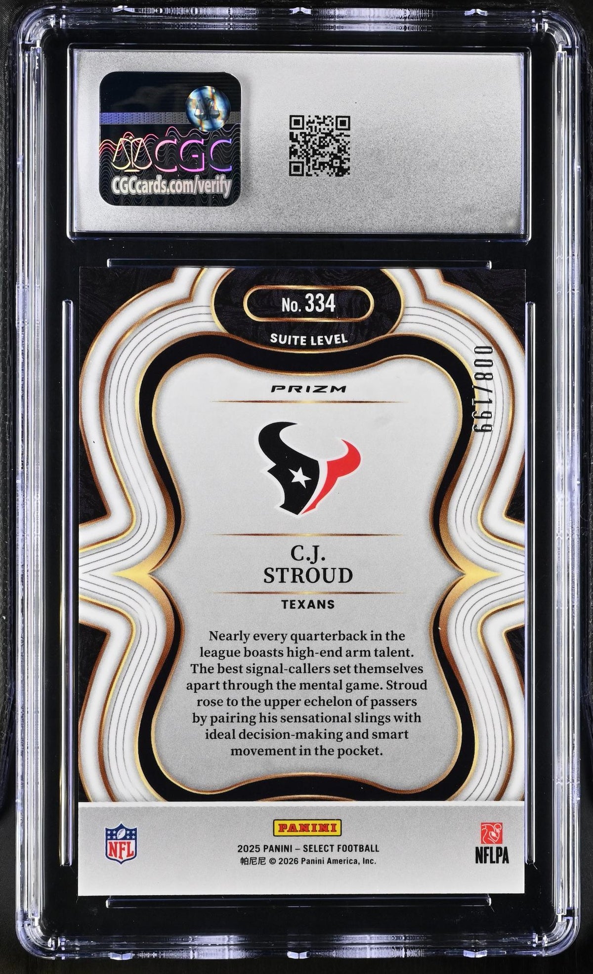 2025 Select #334 C.J. Stroud Tri-Color CGC 10