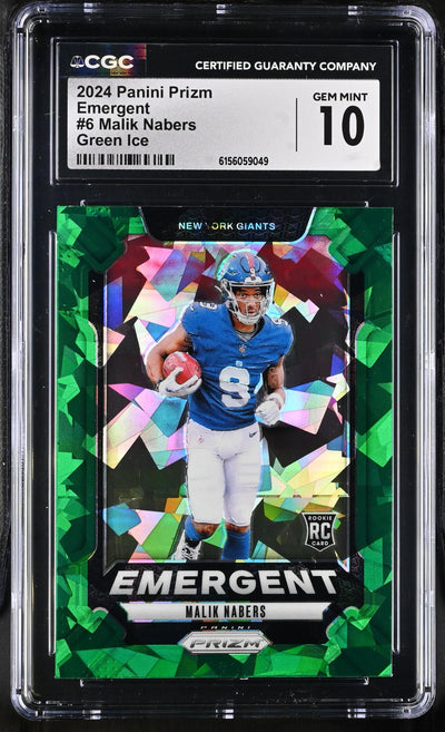 2024 Panini Prizm Malik Nabers #6 Emergent Green Ice CGC 10