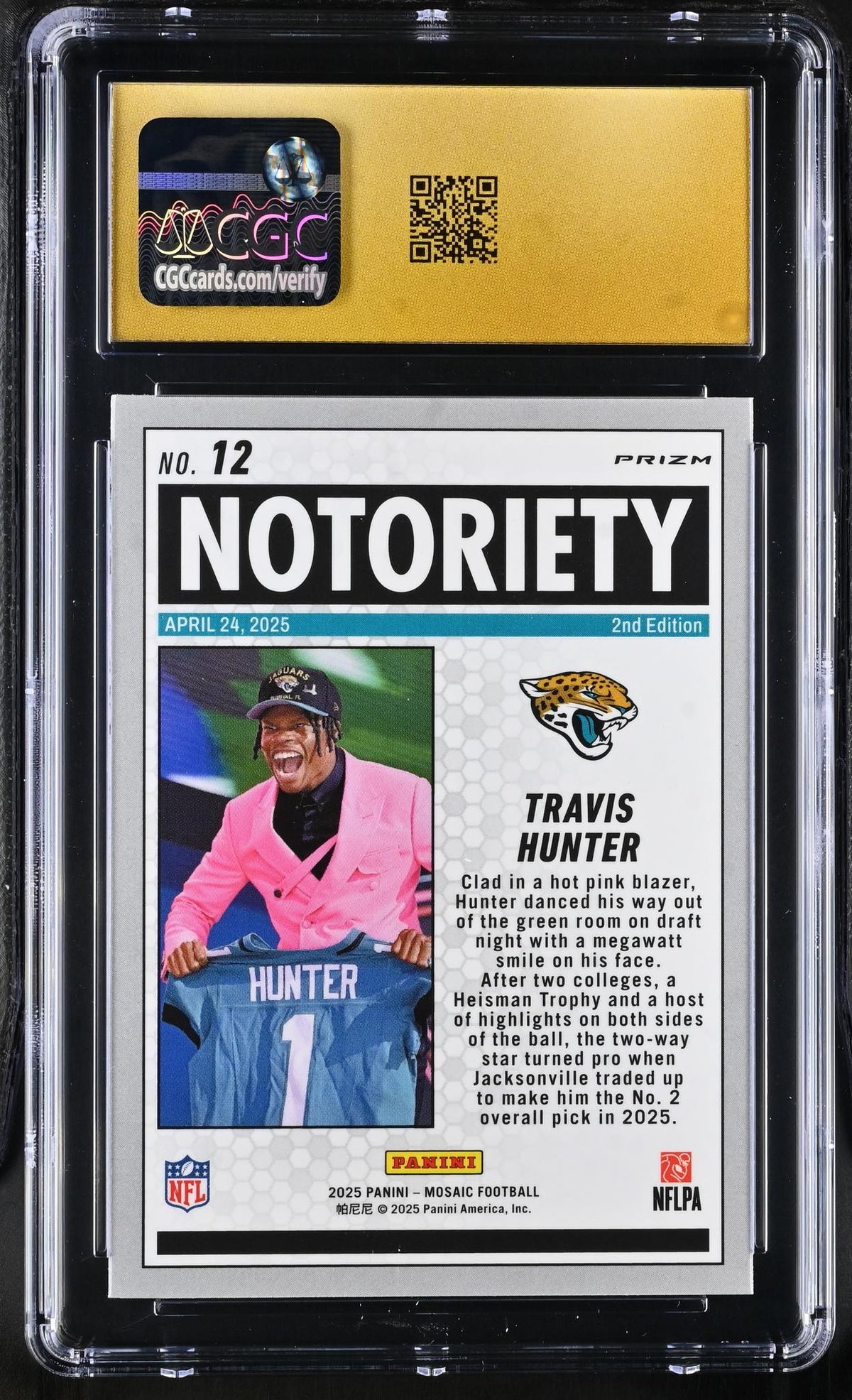 2025 Mosaic #12 Travis Hunter Notoriety CGC 10