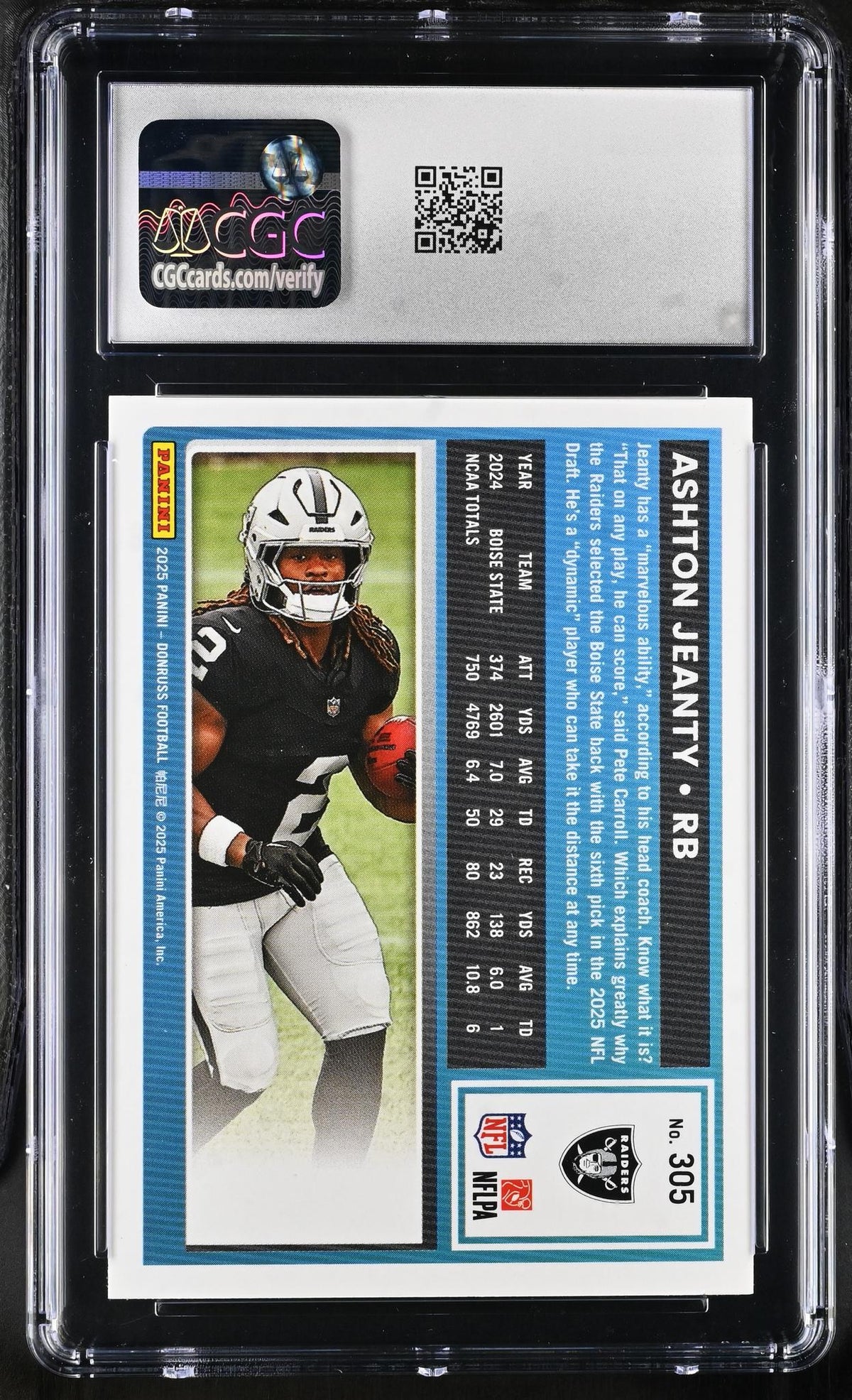 2025 Donruss #305 Ashton Jeanty Rated Rookie CGC 10