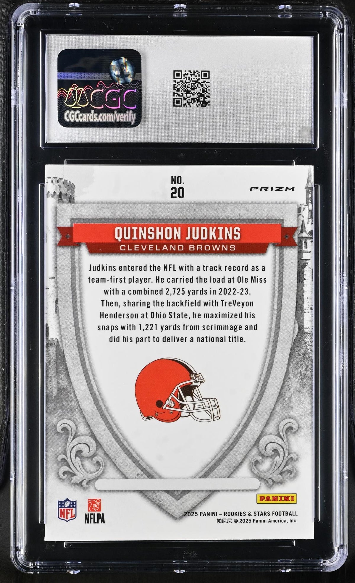 2025 Prizm #20 Quinshon Judkins Crusade CGC 10