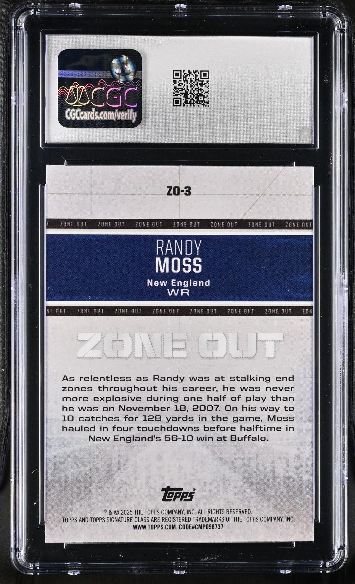 2024 Signature Class #ZO-3 Randy Moss Zone Out CGC 10