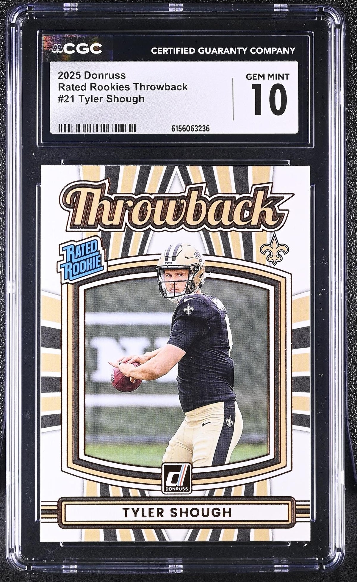 2025 Donruss #21 Tyler Shough Rated Rookies Throwback CGC 10