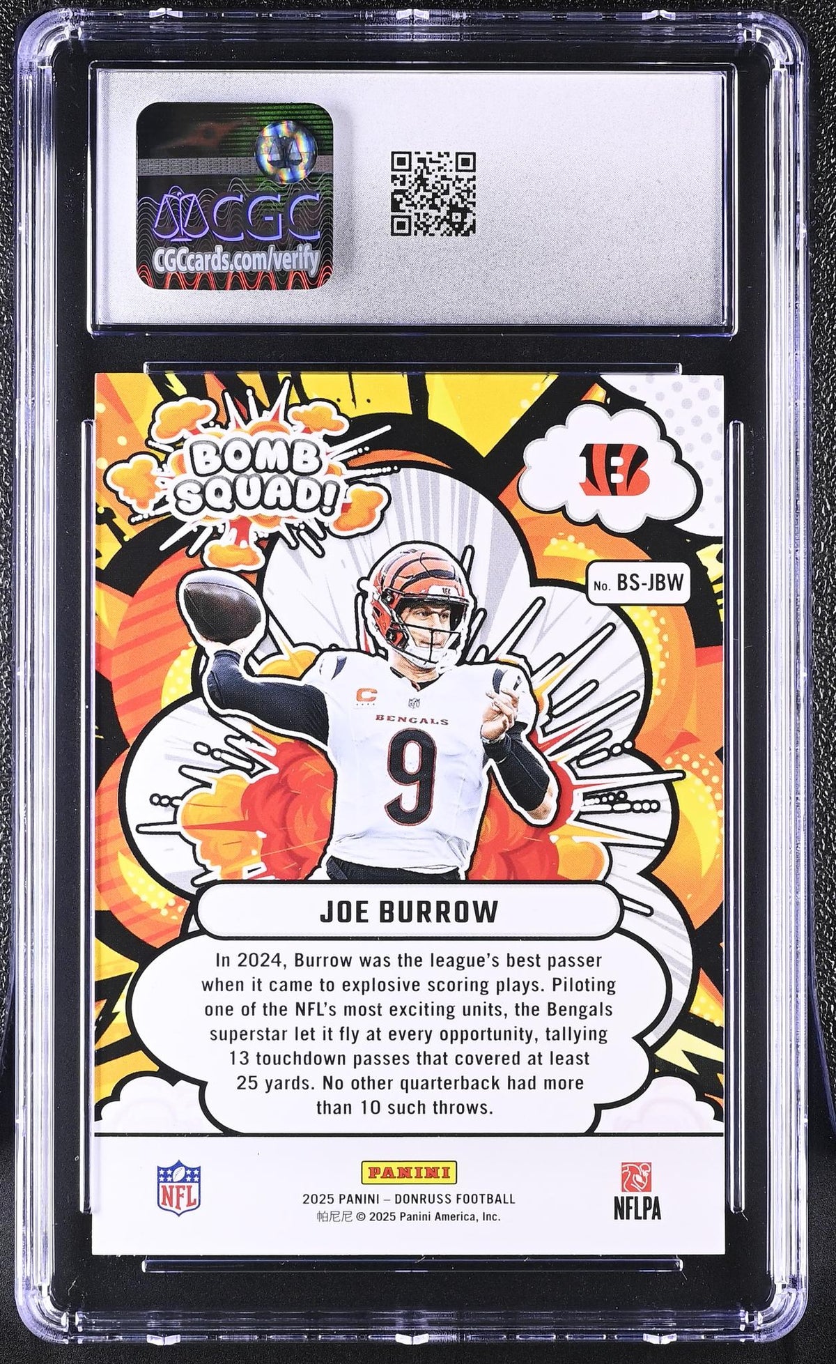 2025 Donruss #BS-JBW Joe Burrow Bomb Squad! CGC 10
