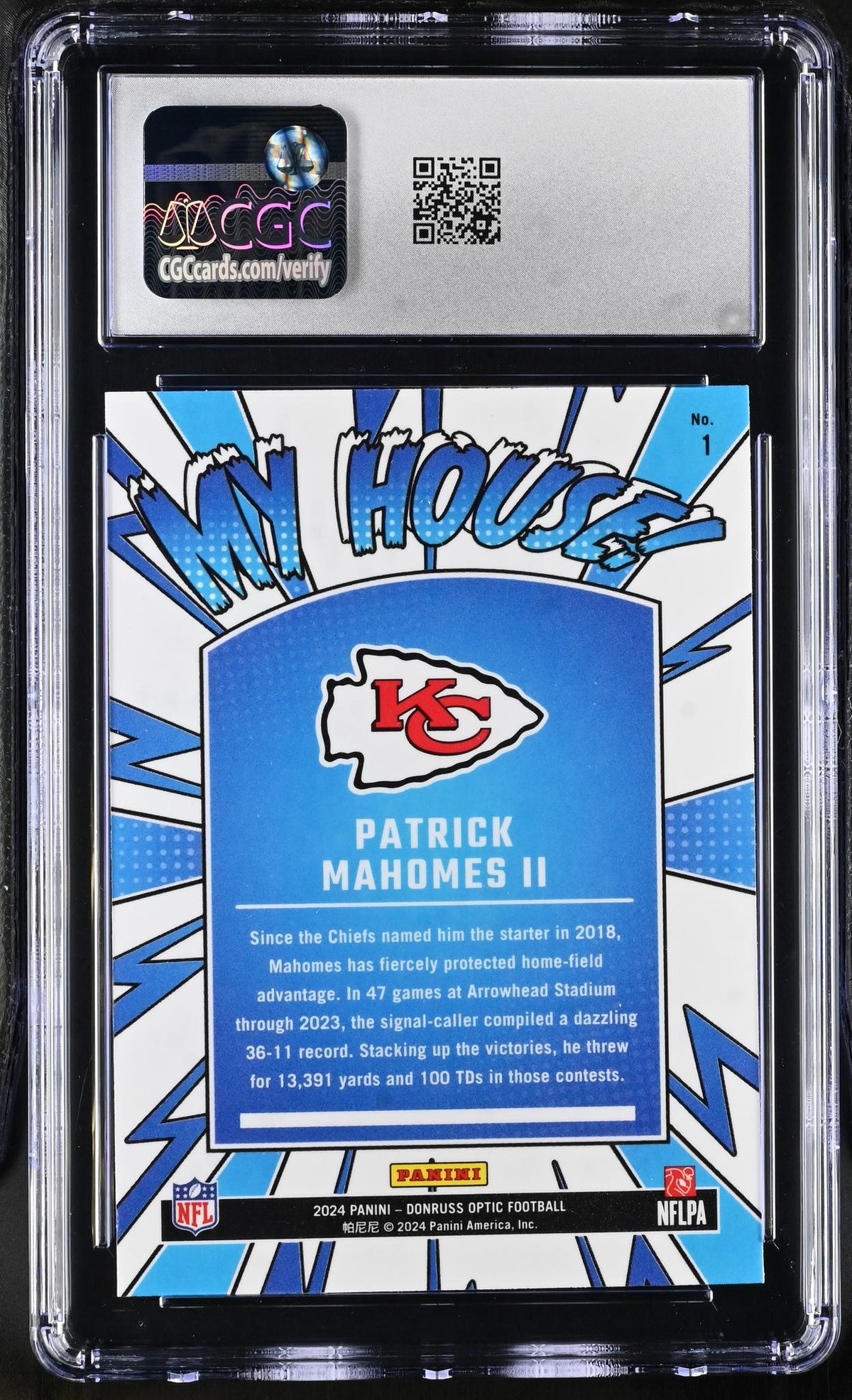 2024 Donruss Optic #1 Patrick Mahomes II My House! CGC 10