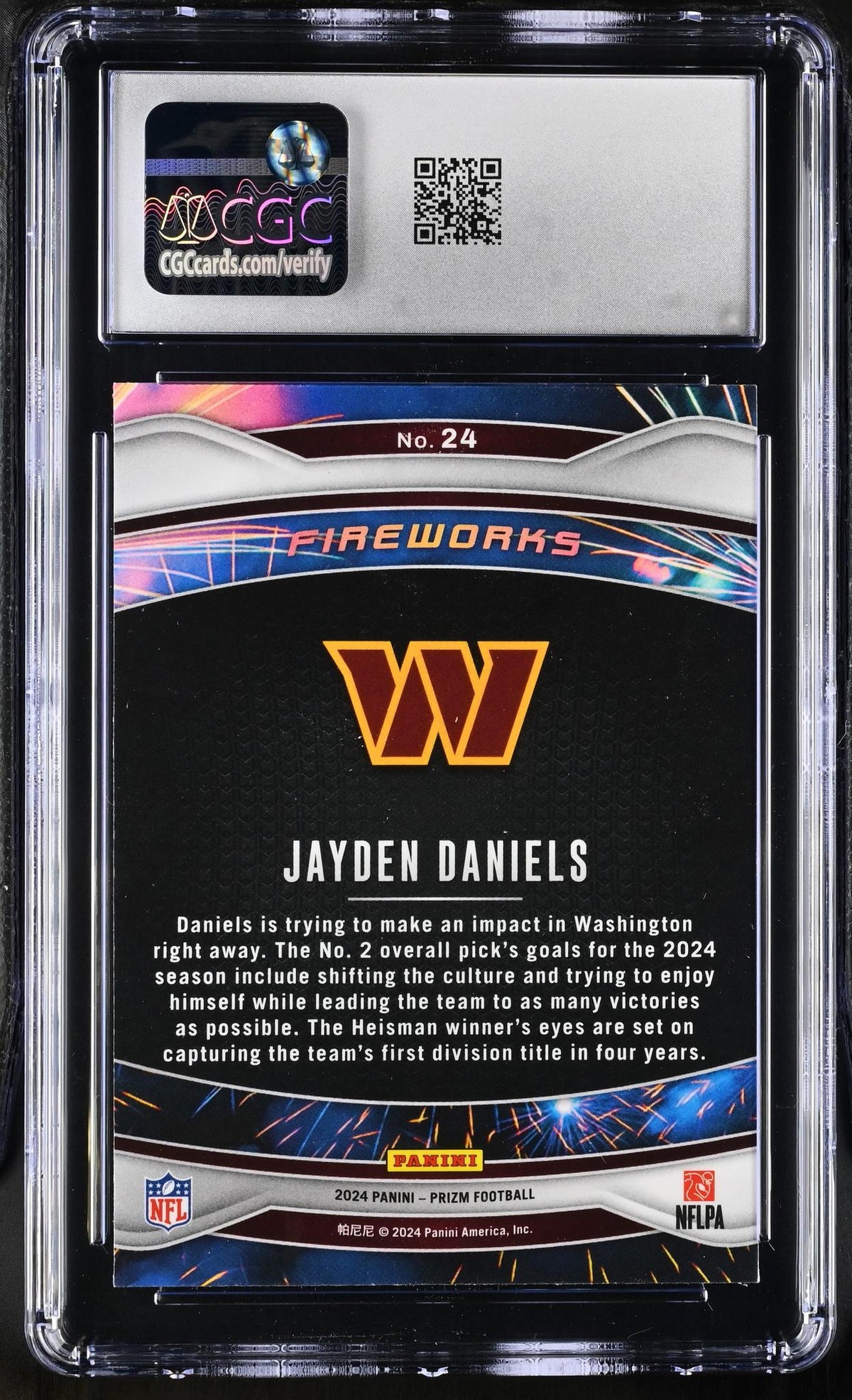 2024 Prizm #24 Jayden Daniels Fireworks CGC 10