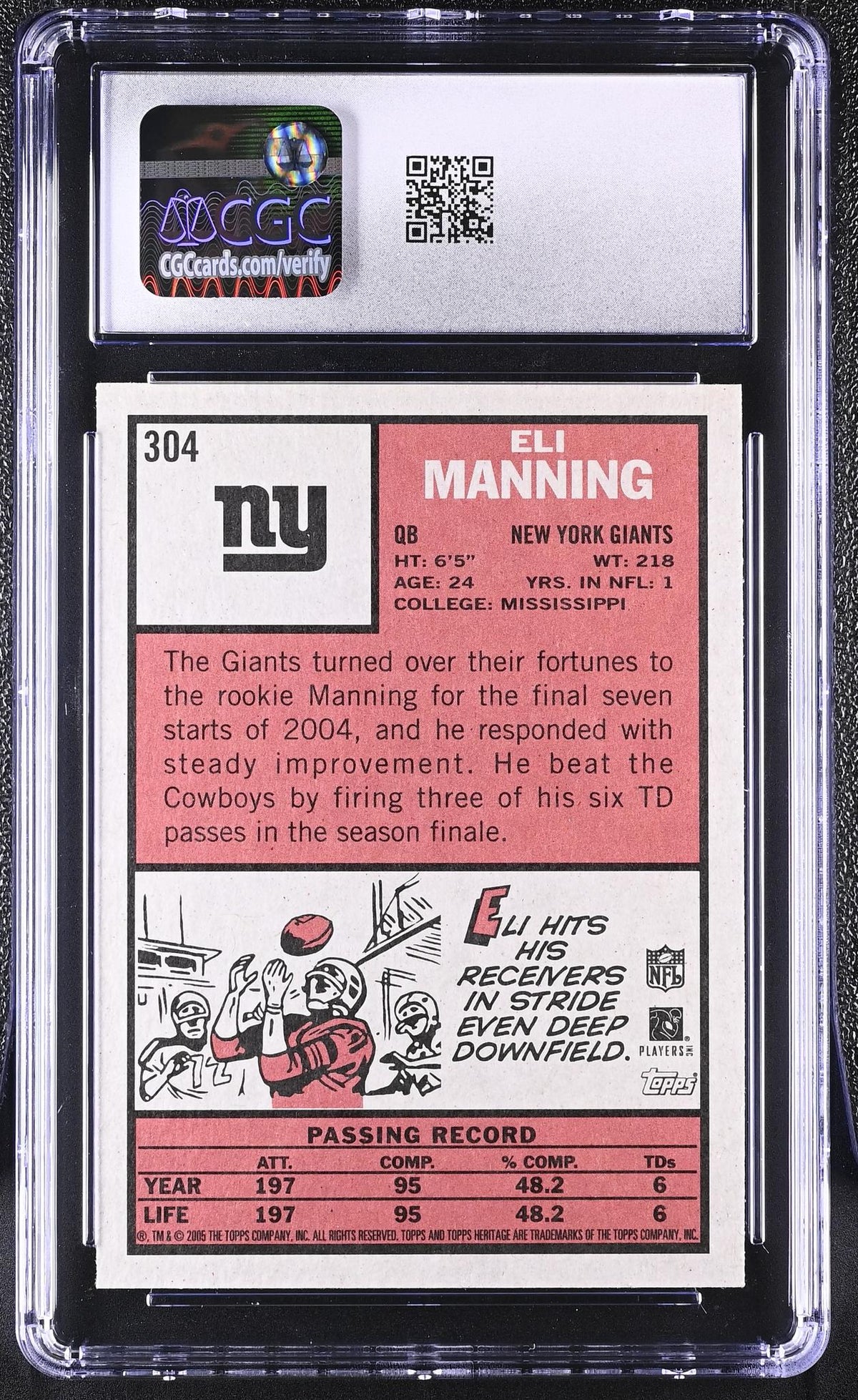 2005 Topps Heritage #304 Eli Manning CGC 8.5
