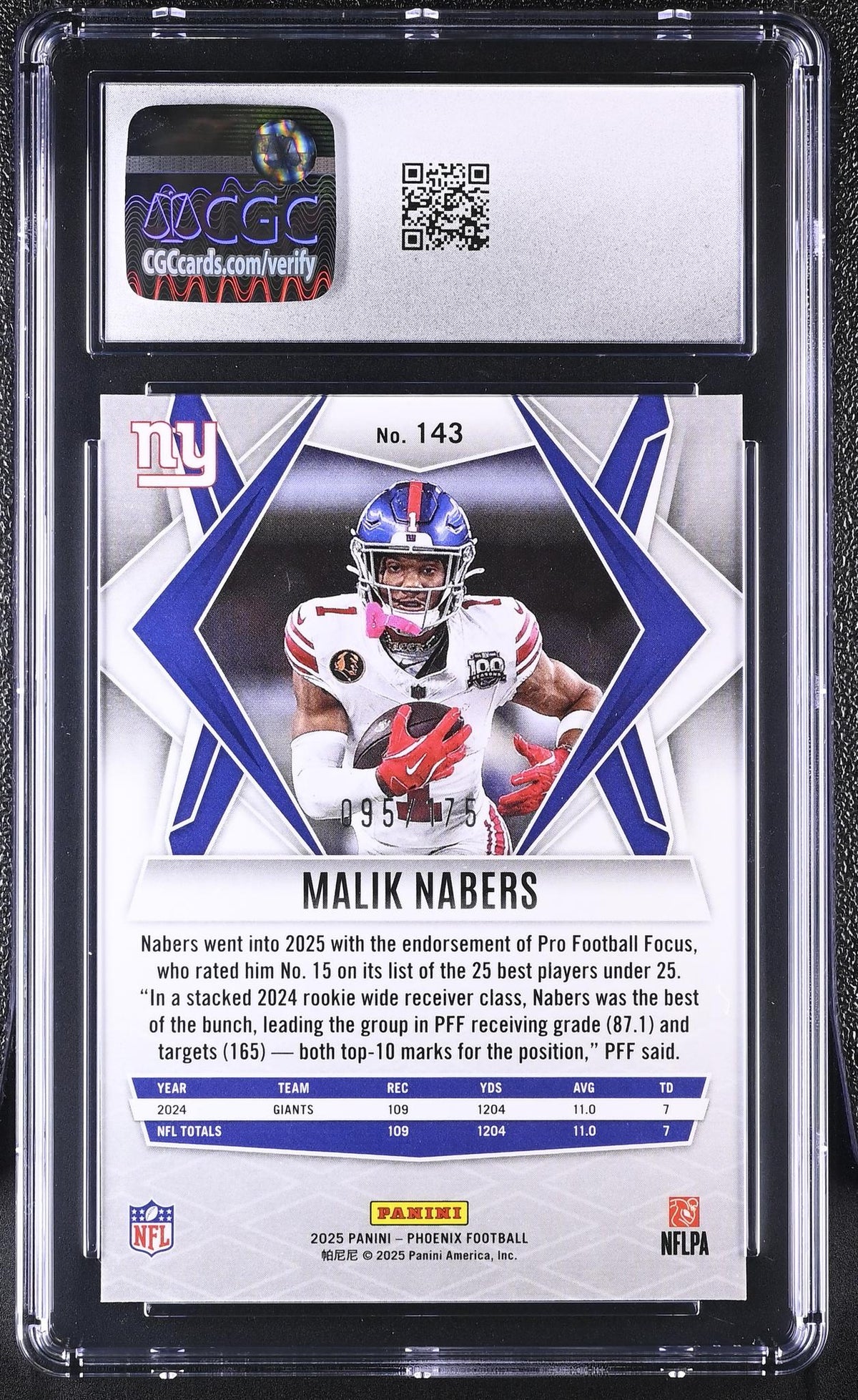 2025 Phoenix #143 Malik Nabers Teal Lava /175 CGC 10
