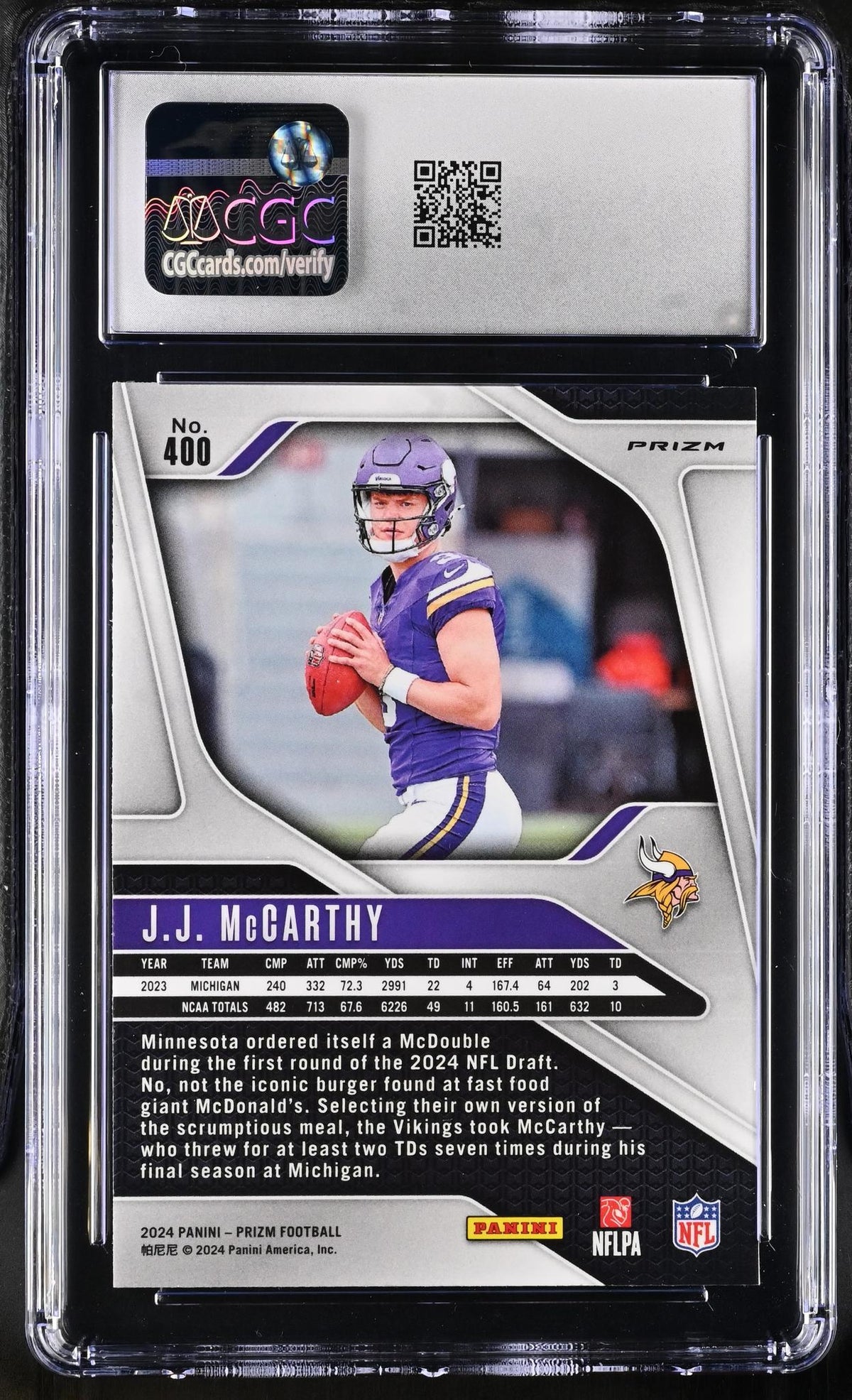 2024 Prizm #400 J.J. McCarthy CGC 10