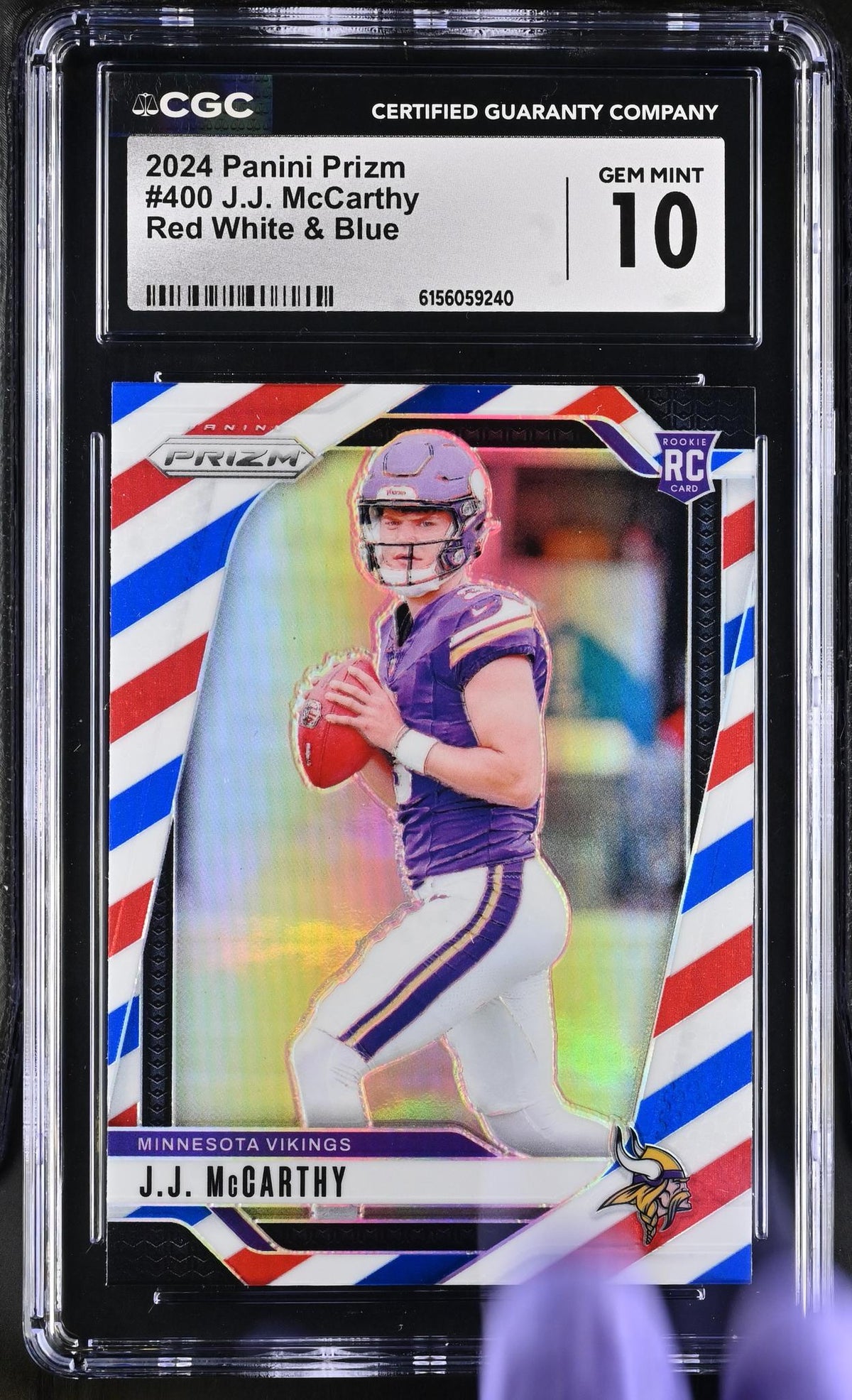 2024 Prizm #400 J.J. McCarthy Red White & Blue CGC 10
