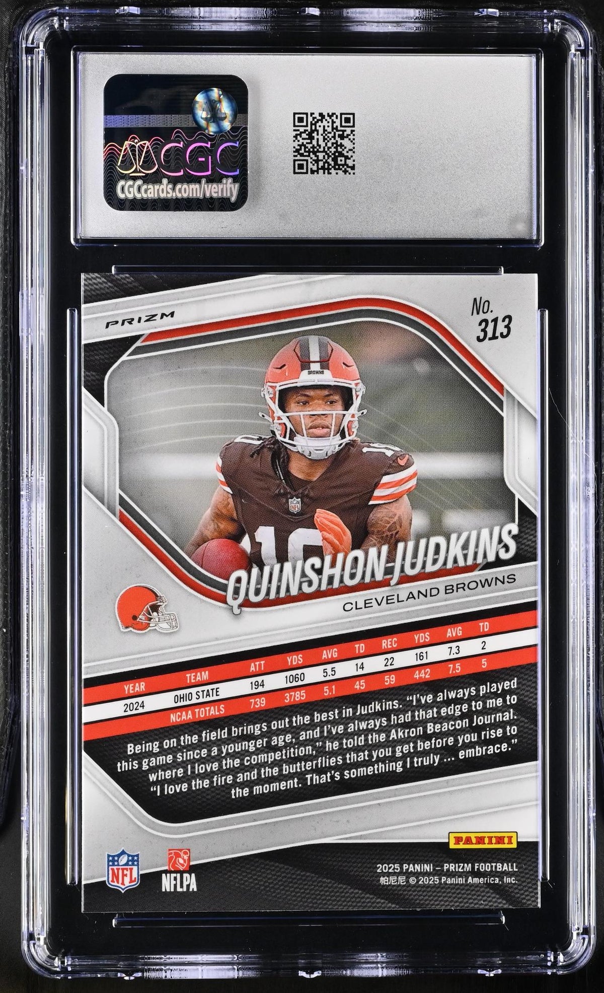 2025 Prizm #313 Quinshon Judkins Lazer CGC 10