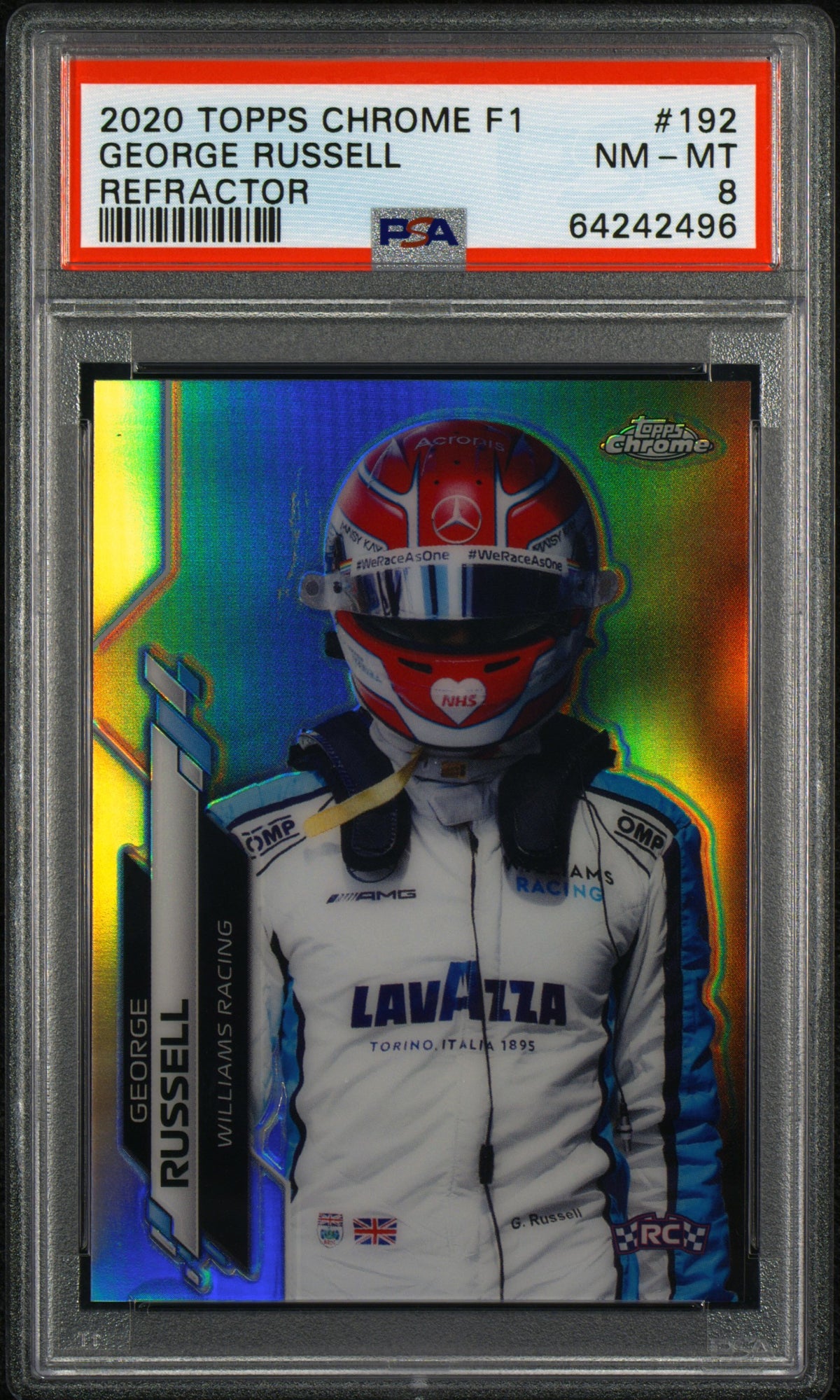 2020 Topps Chrome Formula 1 Refractor George Russell #192 PSA 8