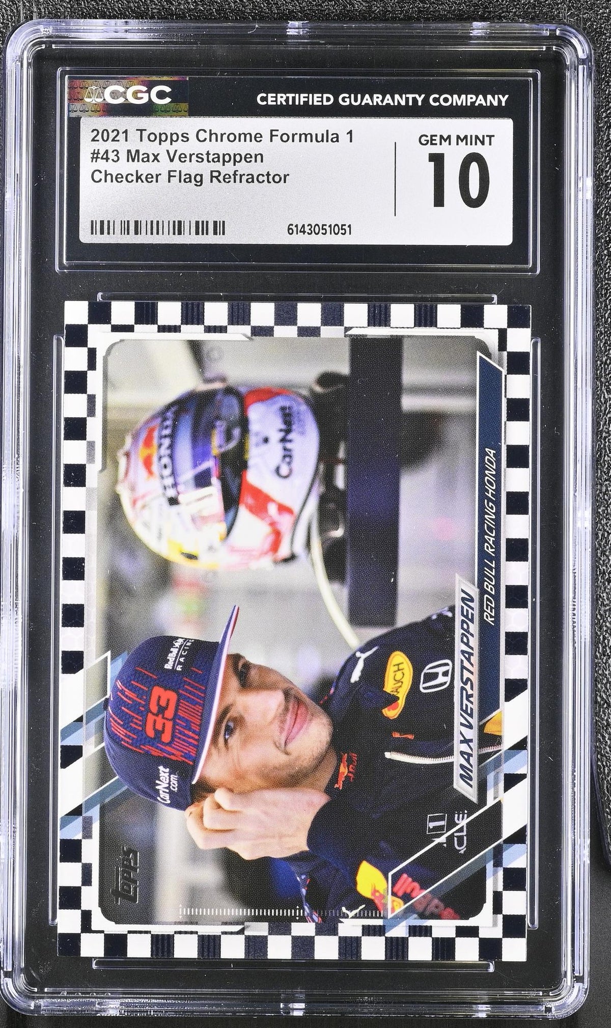 2021 Topps Chrome #43 Max Verstappen Checker Flag Refractor CGC 10