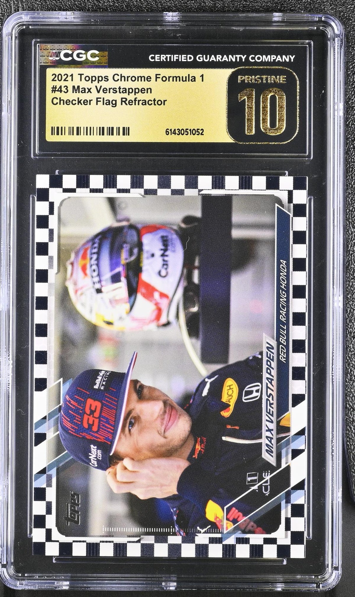 2021 Topps Chrome #43 Max Verstappen Checker Flag Refractor CGC 10