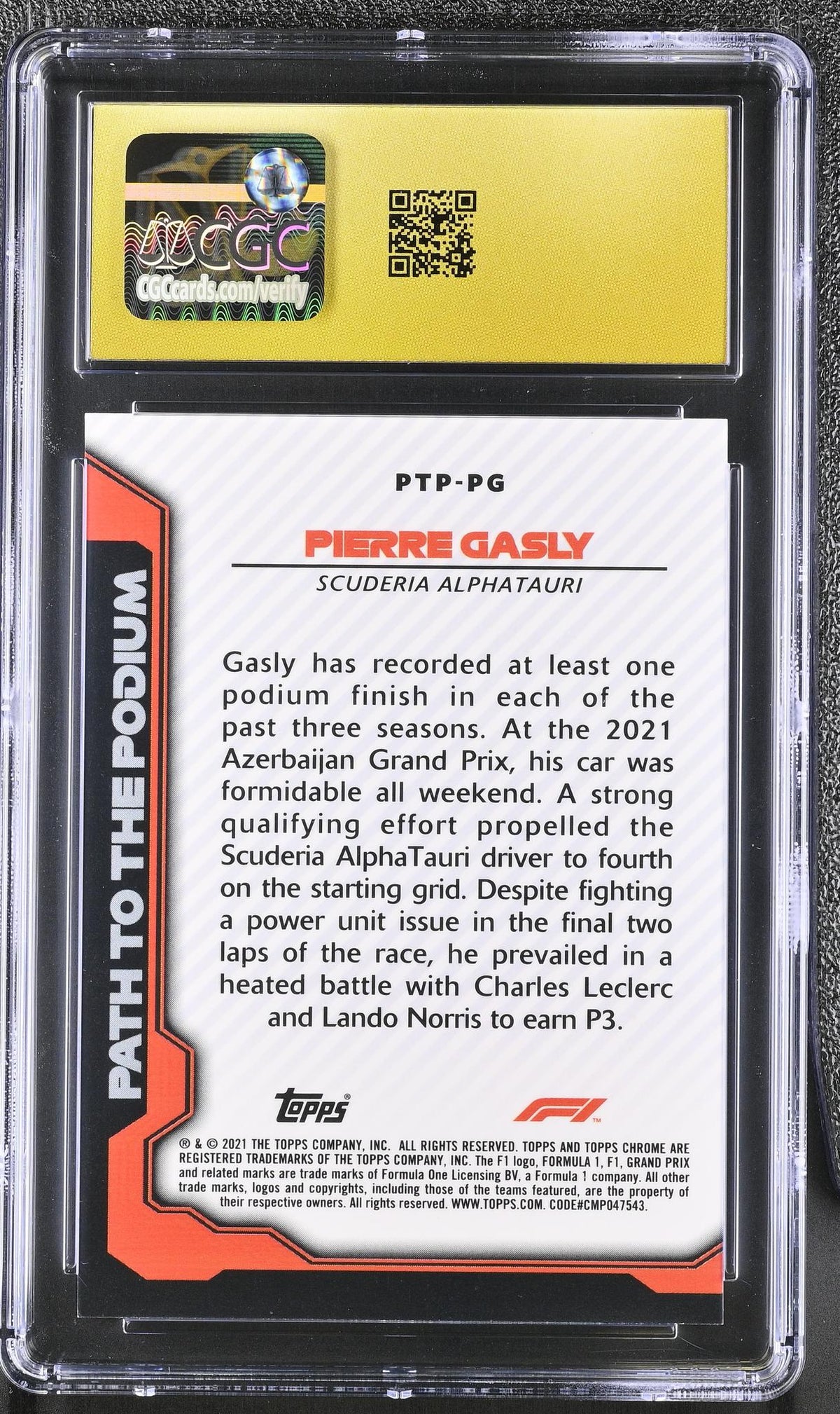 2021 Topps Chrome #PTP-PG Pierre Gasly Path to the Podium CGC 10