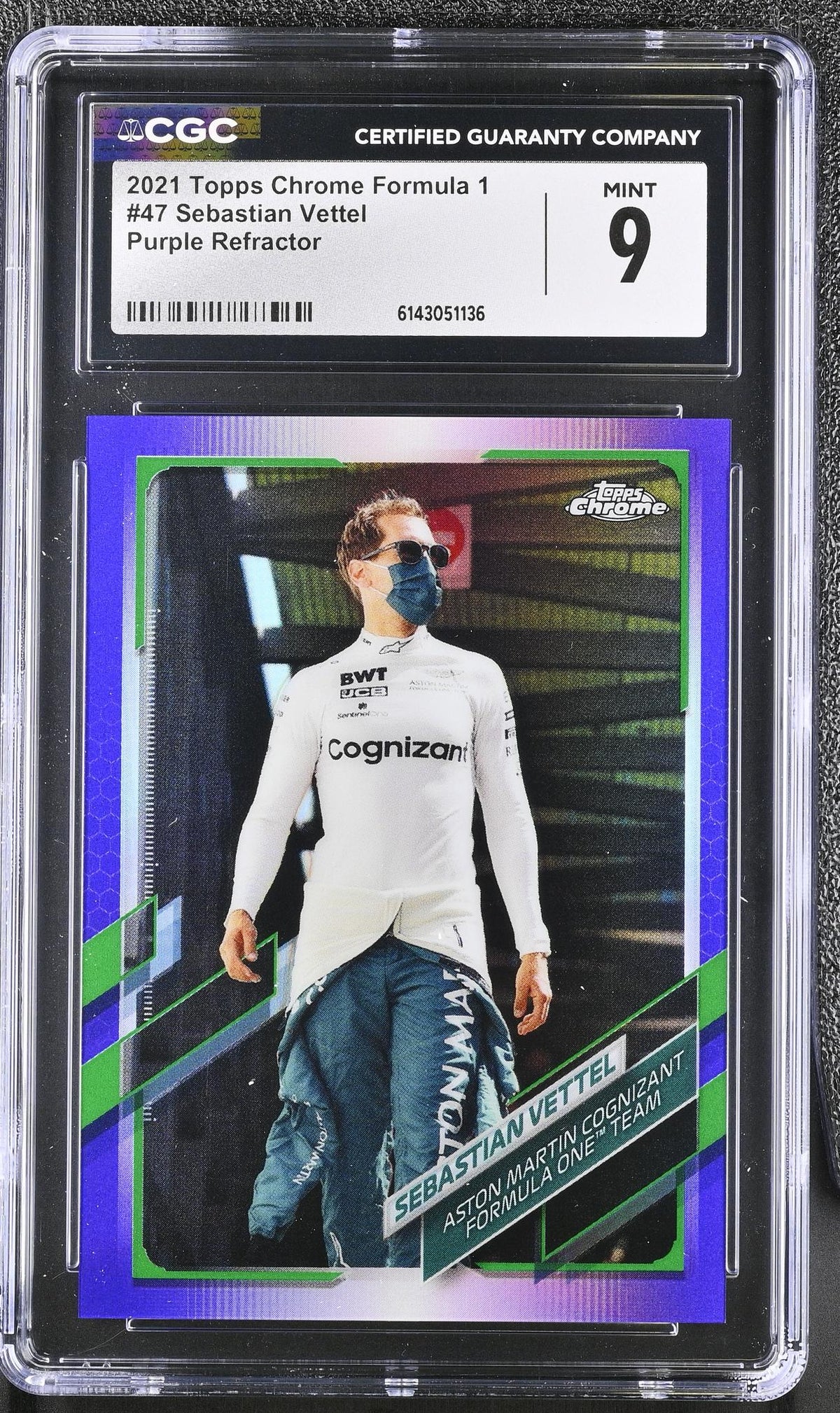 2021 Topps Chrome #47 Sebastian Vettel Purple Refractor CGC 9