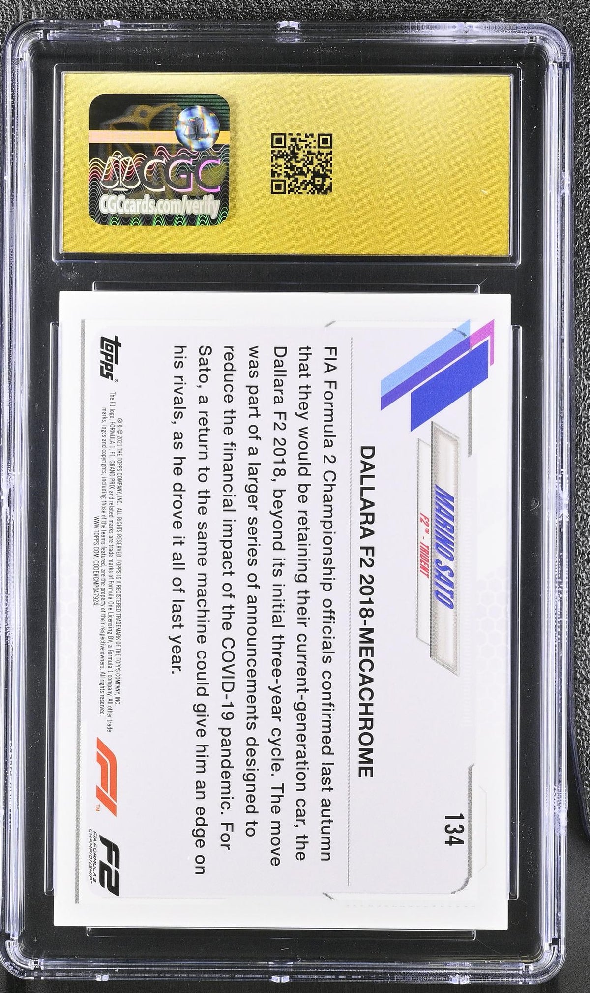 2021 Topps Formula 1 #134 Marino Sato Checker Flag CGC 10