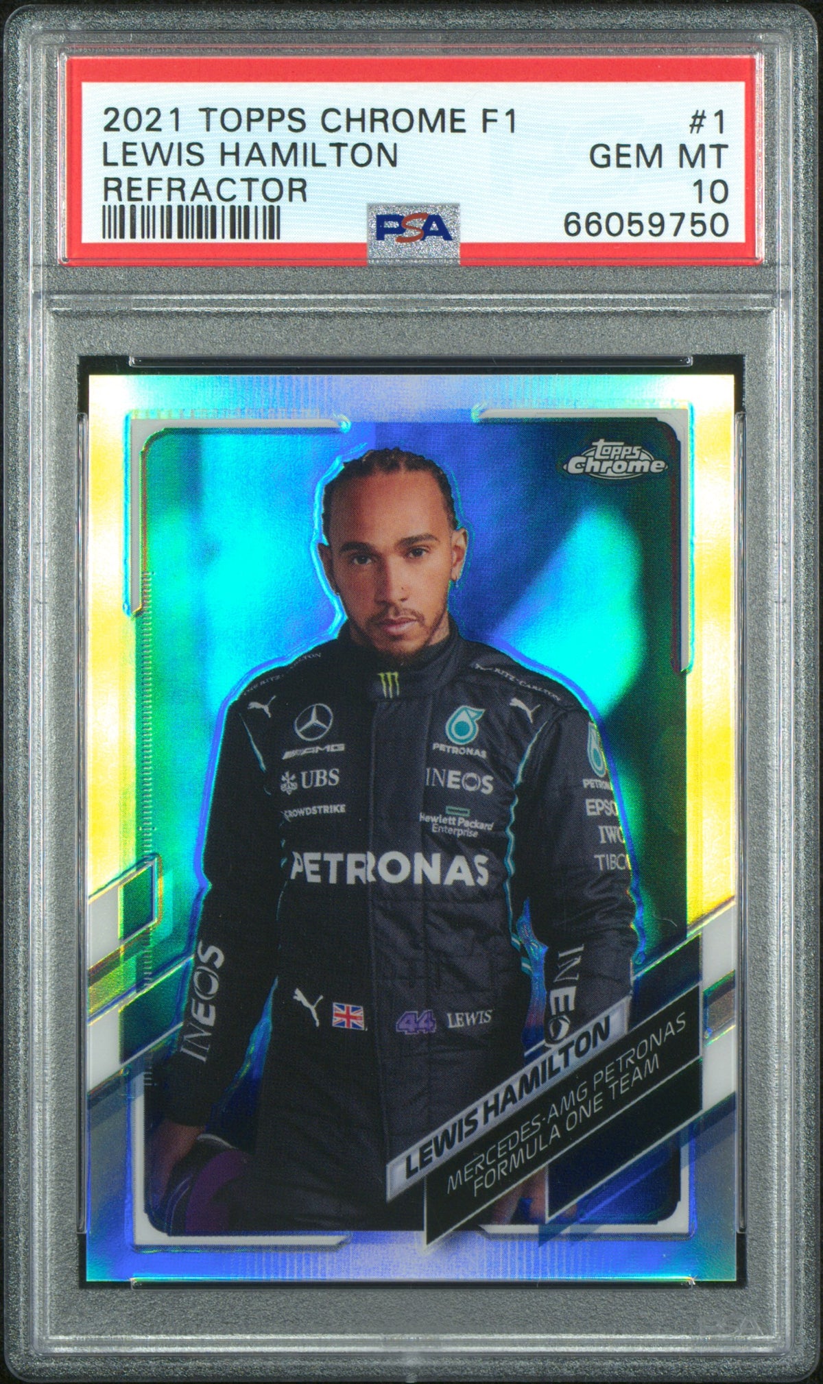 2021 Topps Chrome Formula 1 Refractors Lewis Hamilton #1 PSA 10