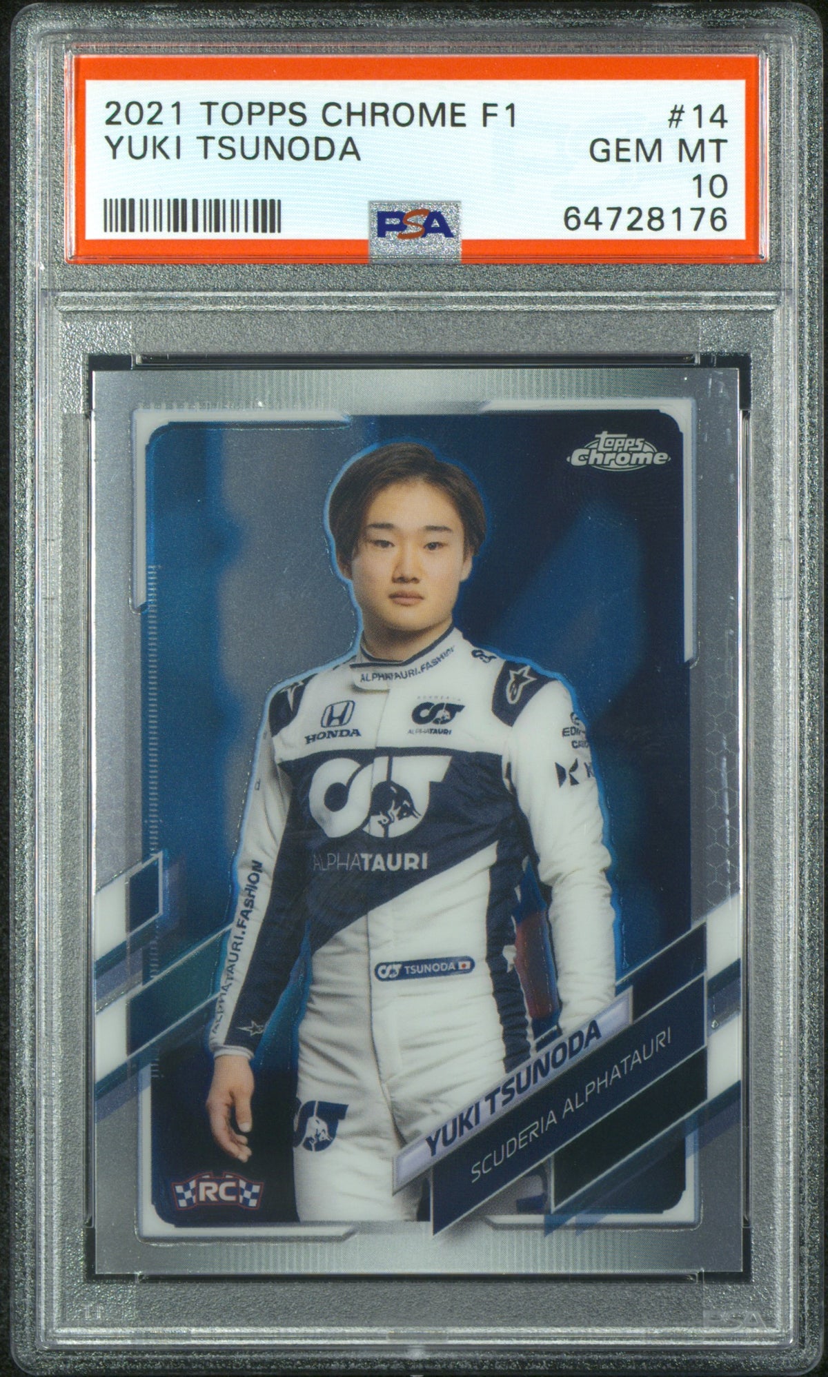 2021 Topps Chrome Formula 1 Yuki Tsunoda #14 PSA 10