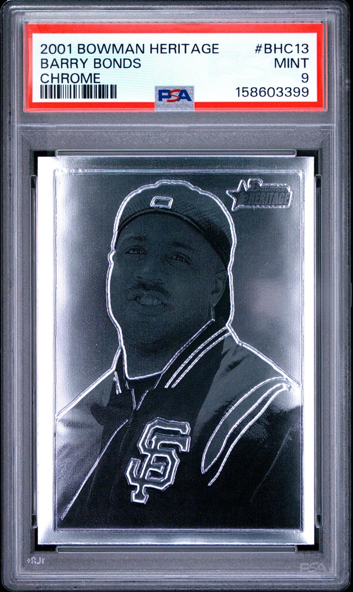 2001 Bowman Heritage Chrome Chrome Barry Bonds #BHC13 PSA 9