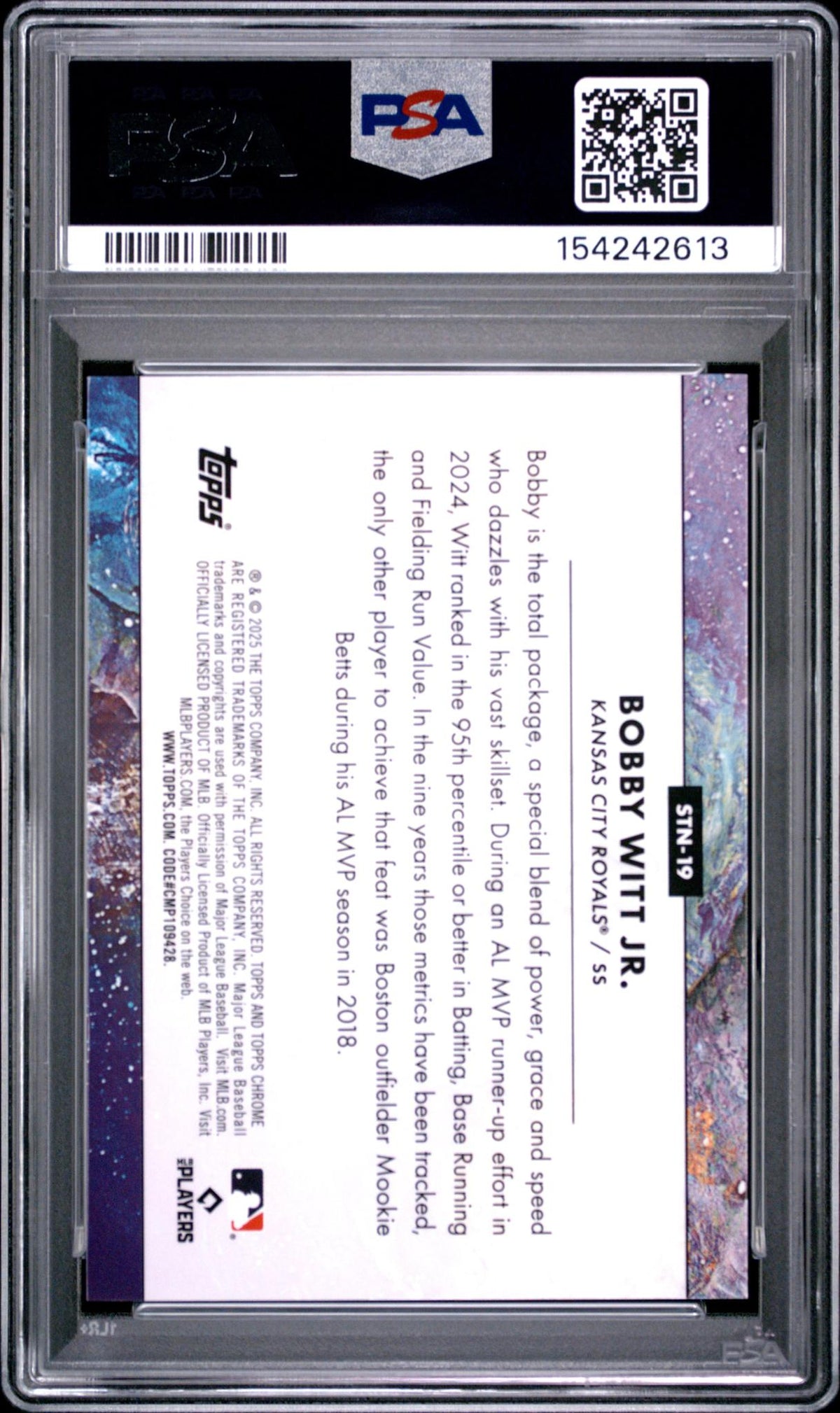 2025 Topps Cosmic Chrome Stars In the Night Bobby Witt Jr. #STN19 PSA 10