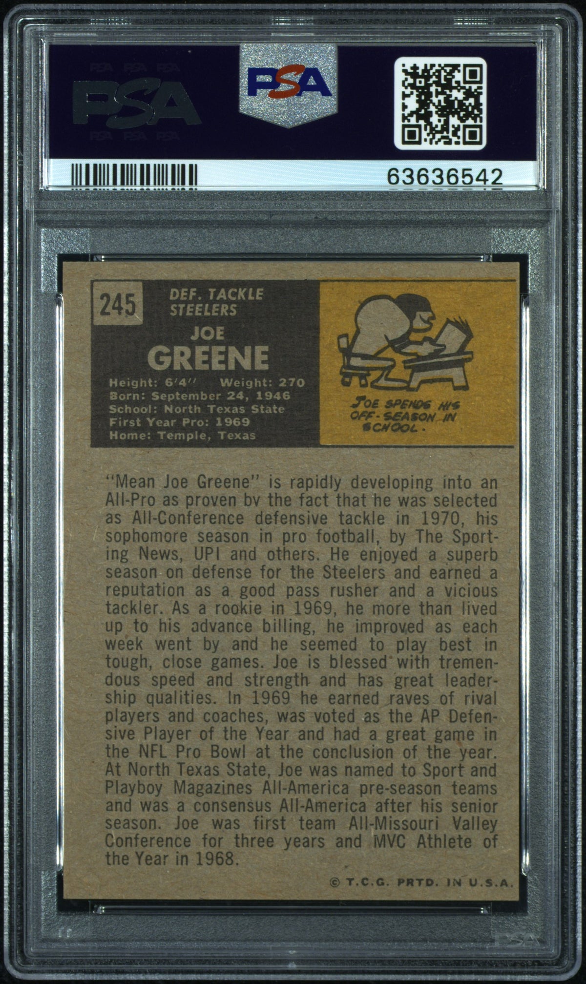 1971 Topps Joe Greene #245 PSA 6