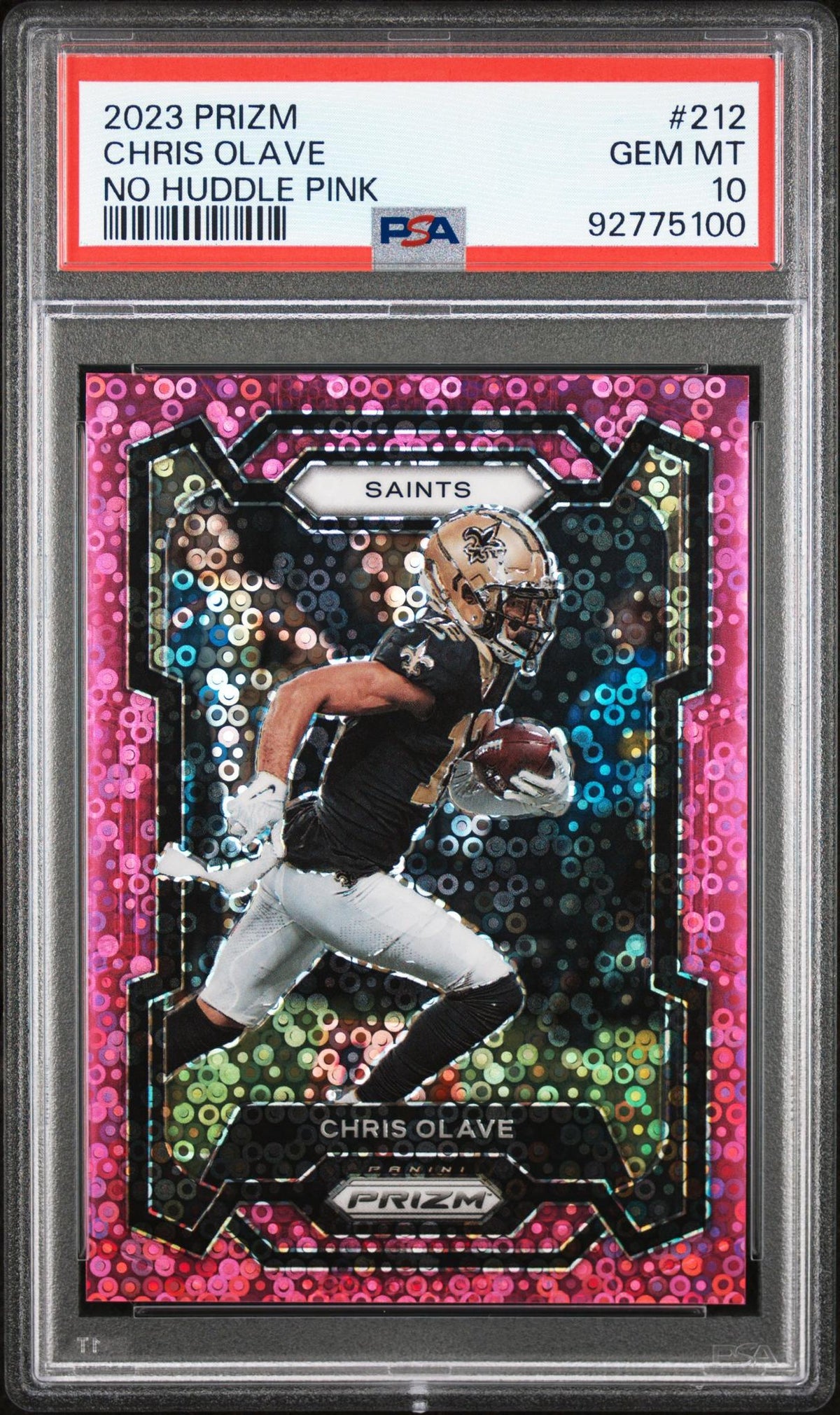 2023 Panini Prizm No Huddle Pink Chris Olave #212 15/15 PSA 10