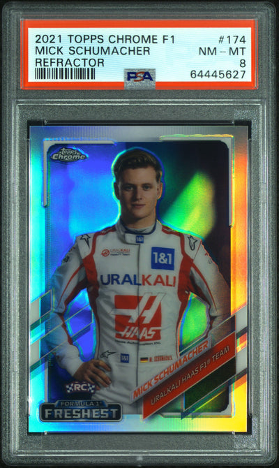 2021 Topps Chrome Formula 1 Mick Schumacher #174 PSA 8