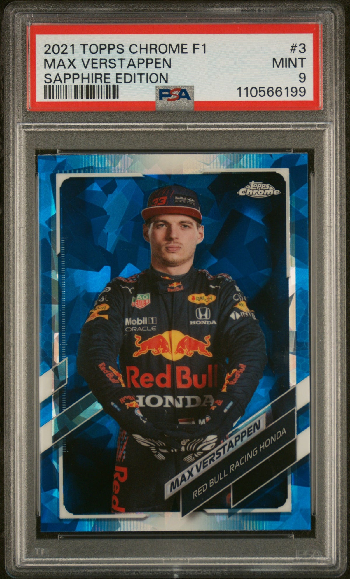 2021 Topps Chrome Sapphire Formula 1 Max Verstappen #3 PSA 9