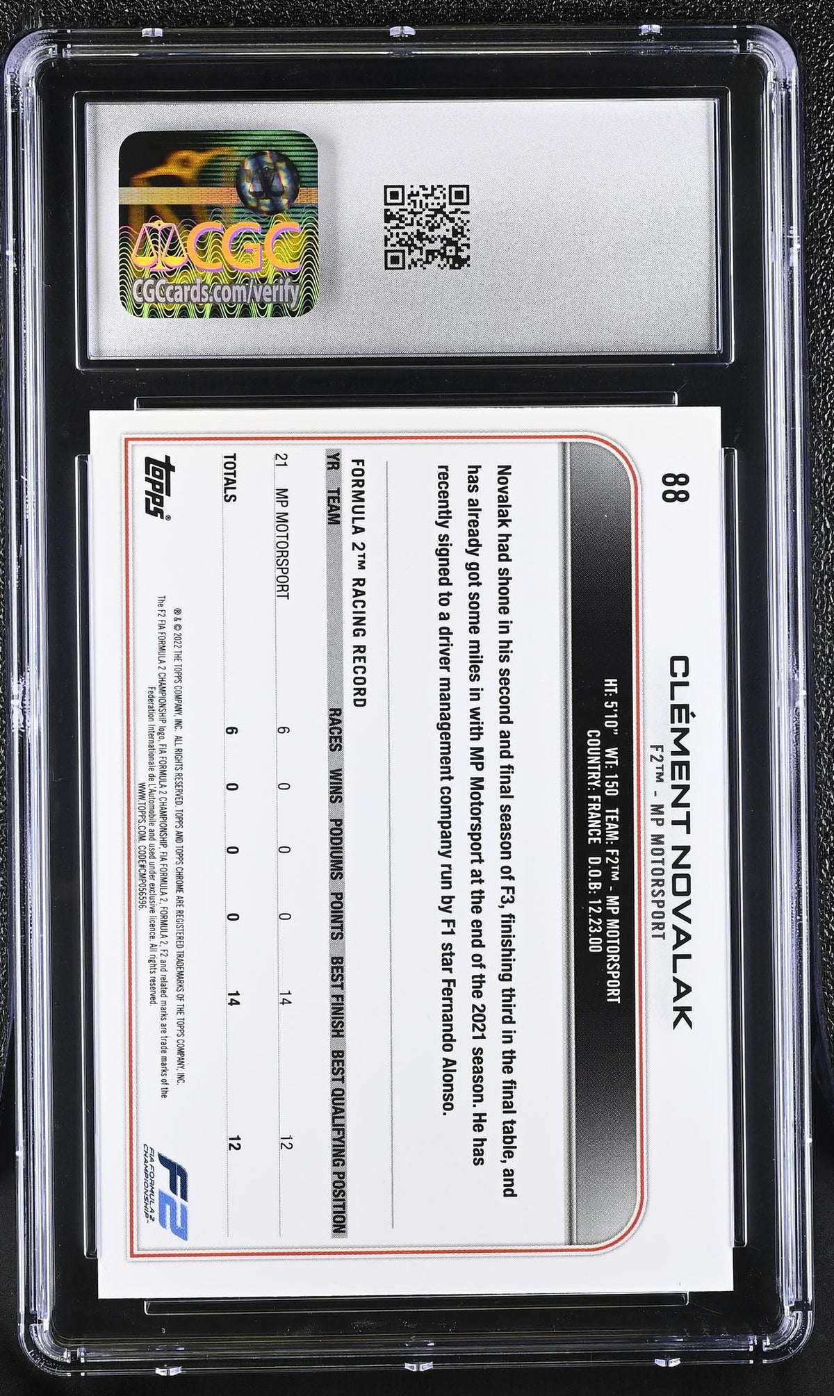 2022 Topps Chrome #88 Clément Novalak Future Stars CGC 10
