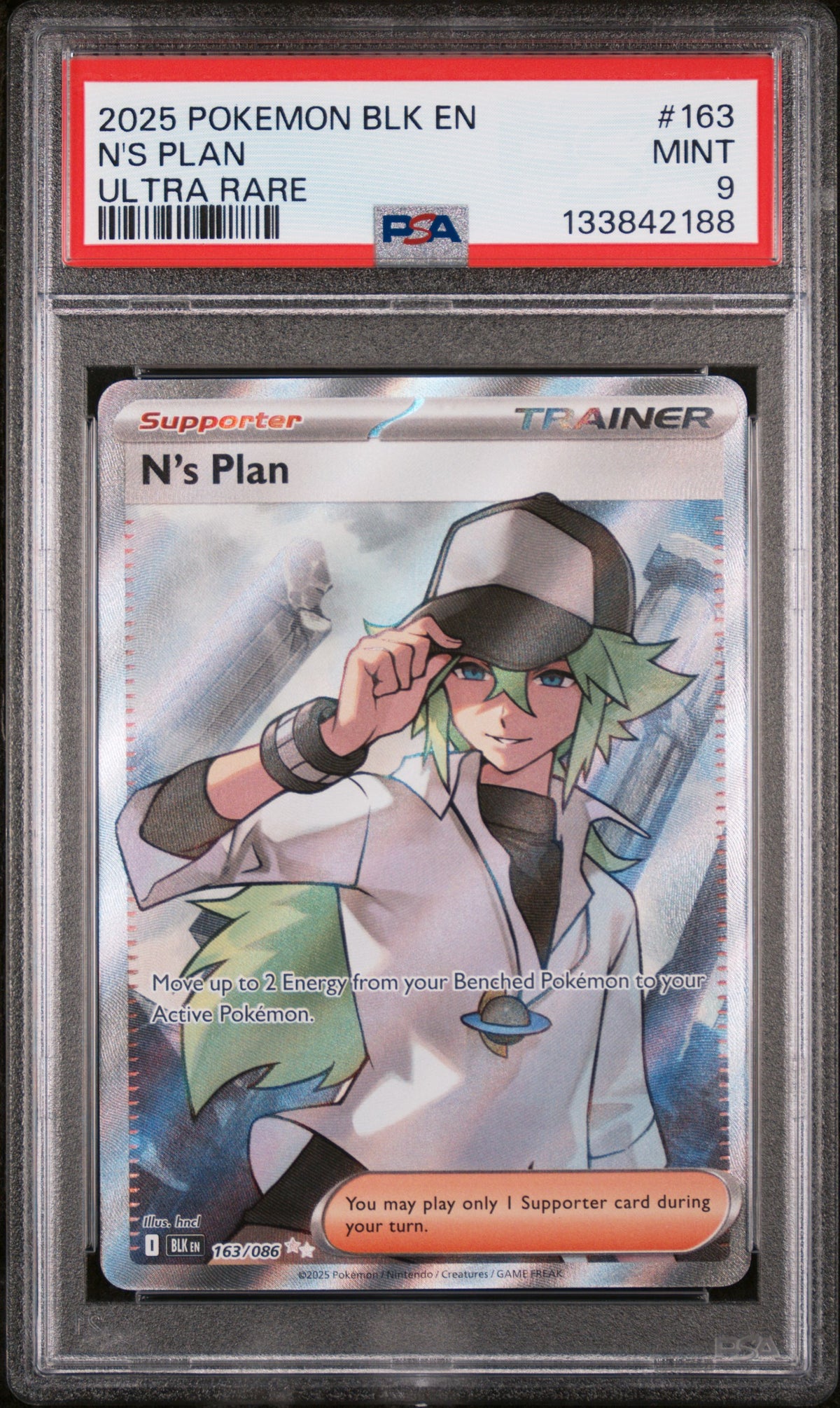 2025 Pokemon Black Bolt Ultra Rare N's Plan #163 PSA 9