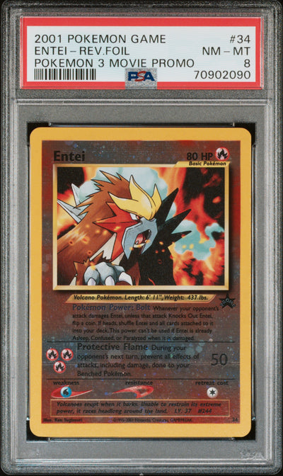 Pokémon 2001 Entei #34 Reverse Foil Promo PSA 8