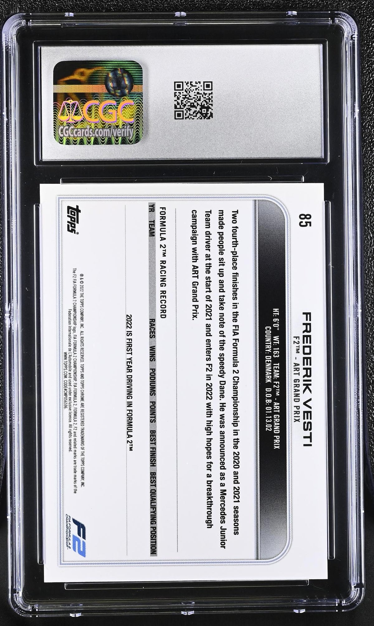 2022 Topps Chrome #85 Frederik Vesti Future Stars CGC 9