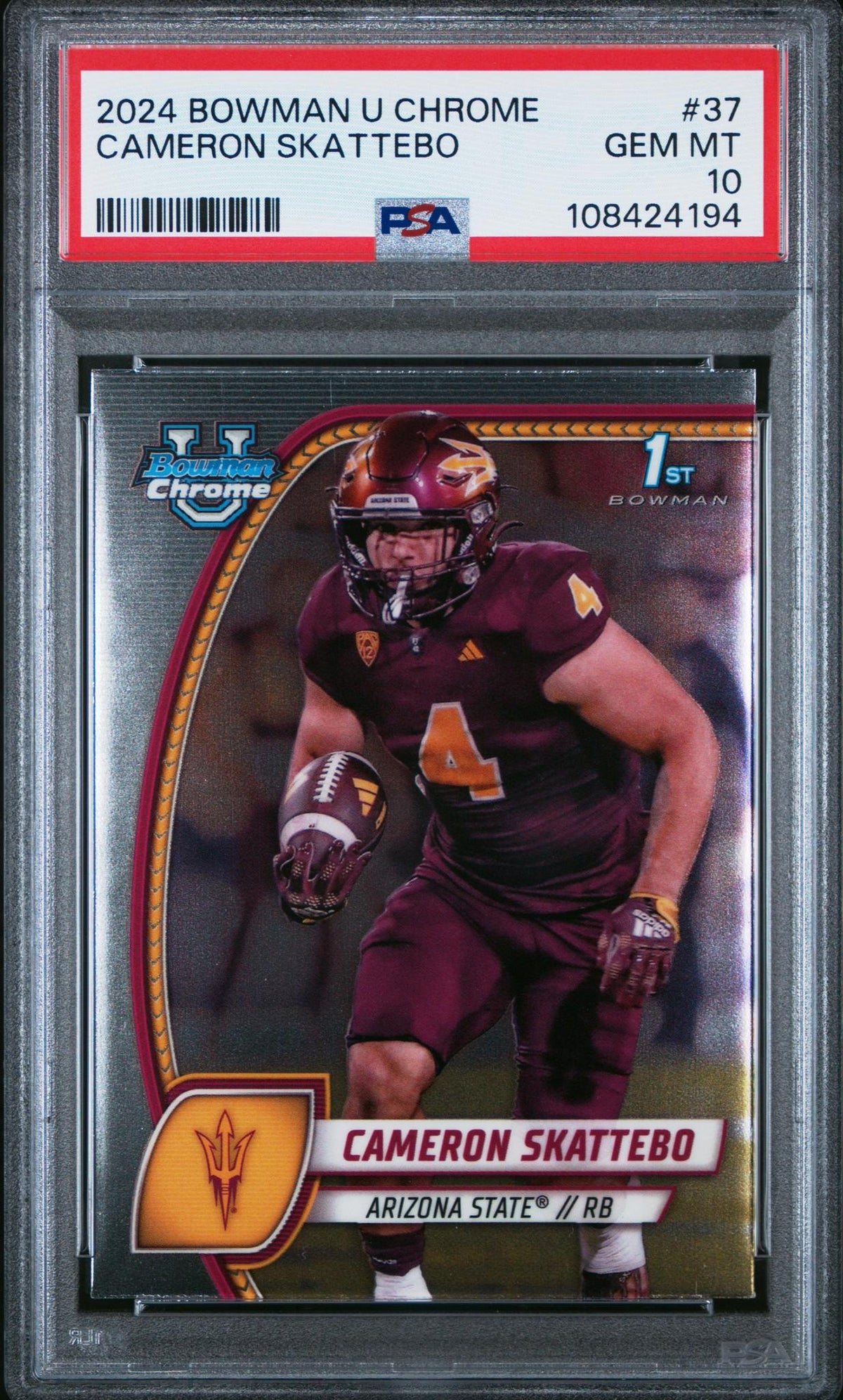 2024 Bowman University Chrome Cam Skattebo #37 PSA 10