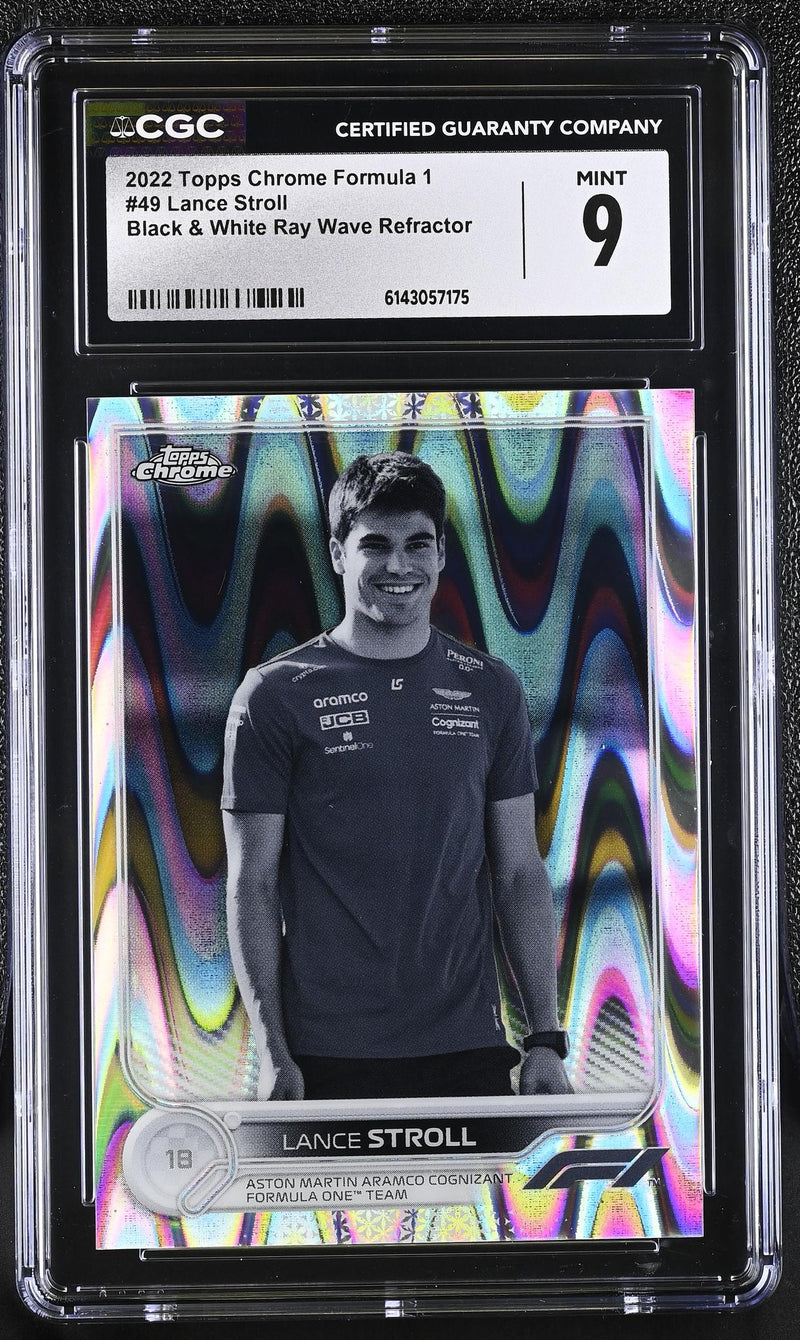 2022 Topps Chrome #49 Lance Stroll Black & White Ray Wave Refractor CGC 9
