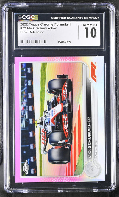 2022 Topps Chrome #72 Mick Schumacher Pink Refractor /75 CGC 10